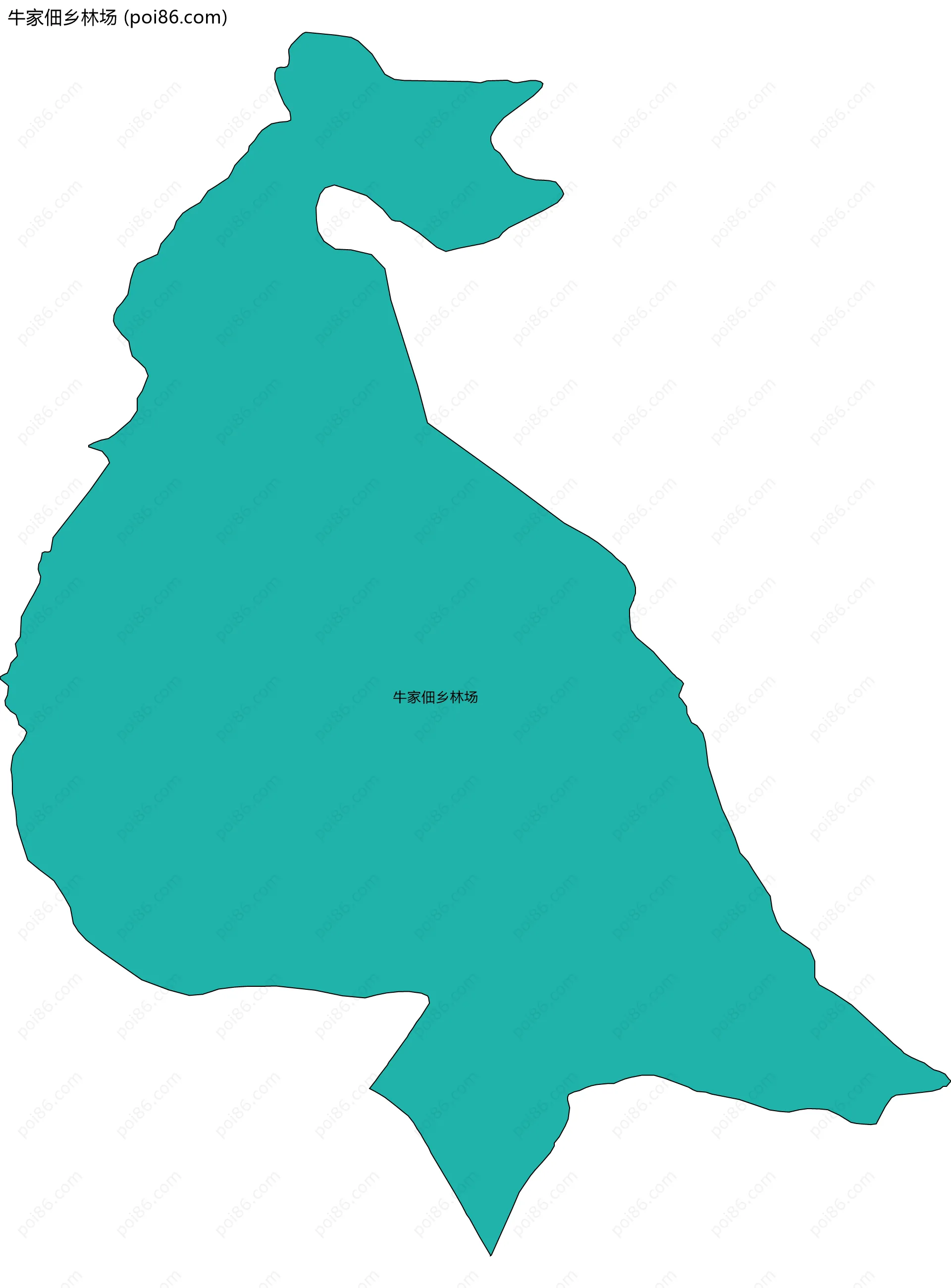 牛家佃乡林场边界地图(五级行政区划)