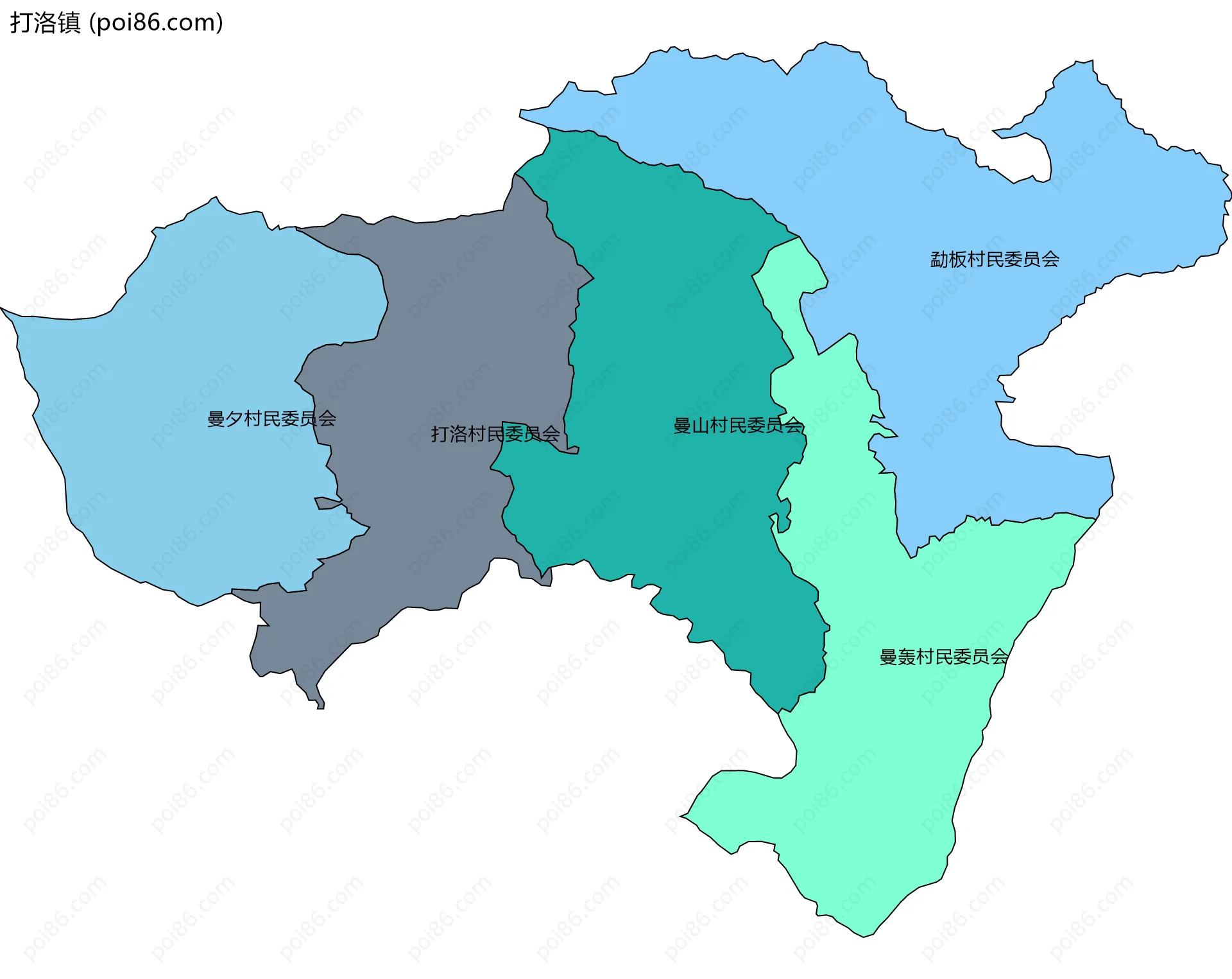 打洛镇边界地图(五级行政区划)