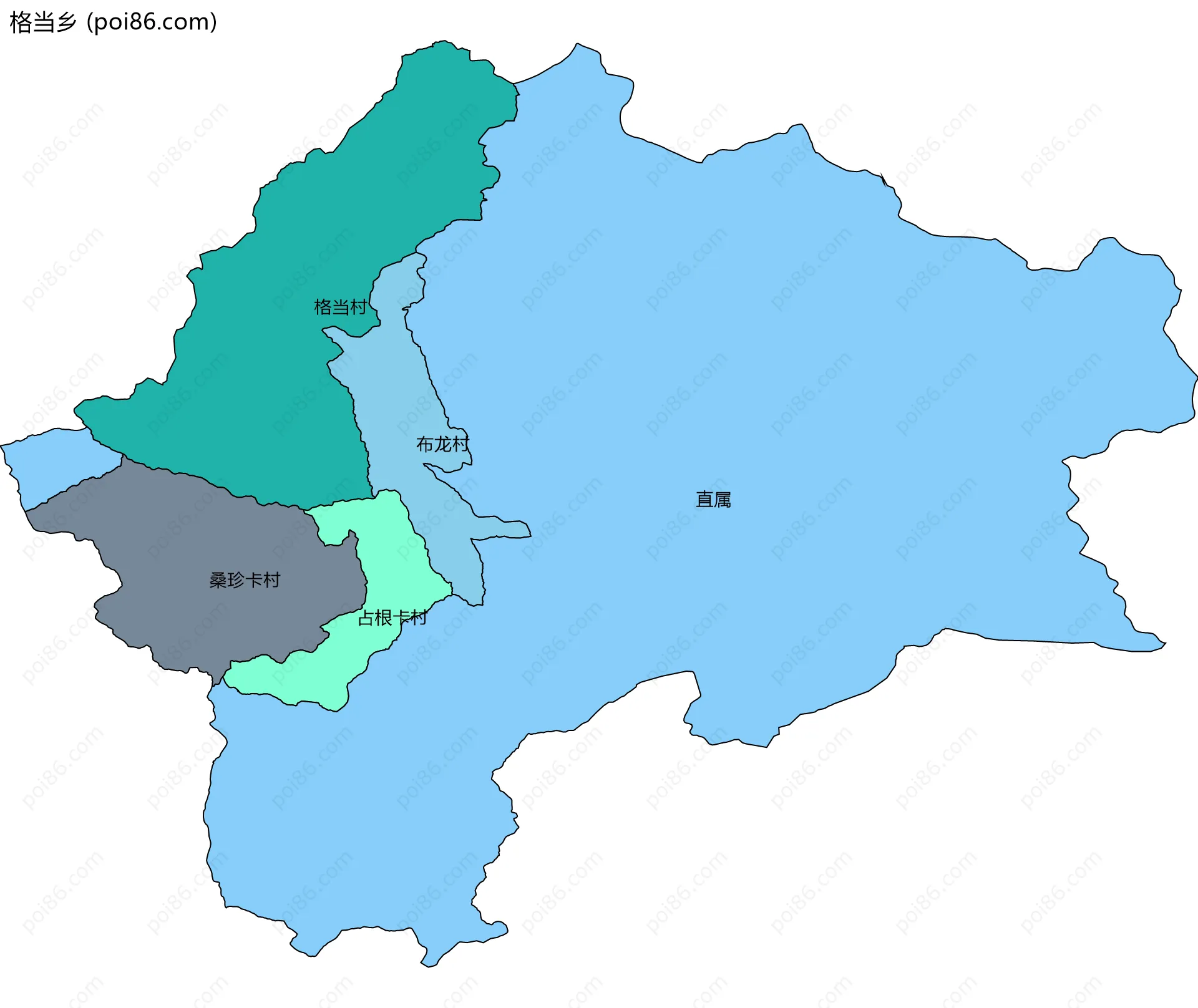 格当乡边界地图(五级行政区划)