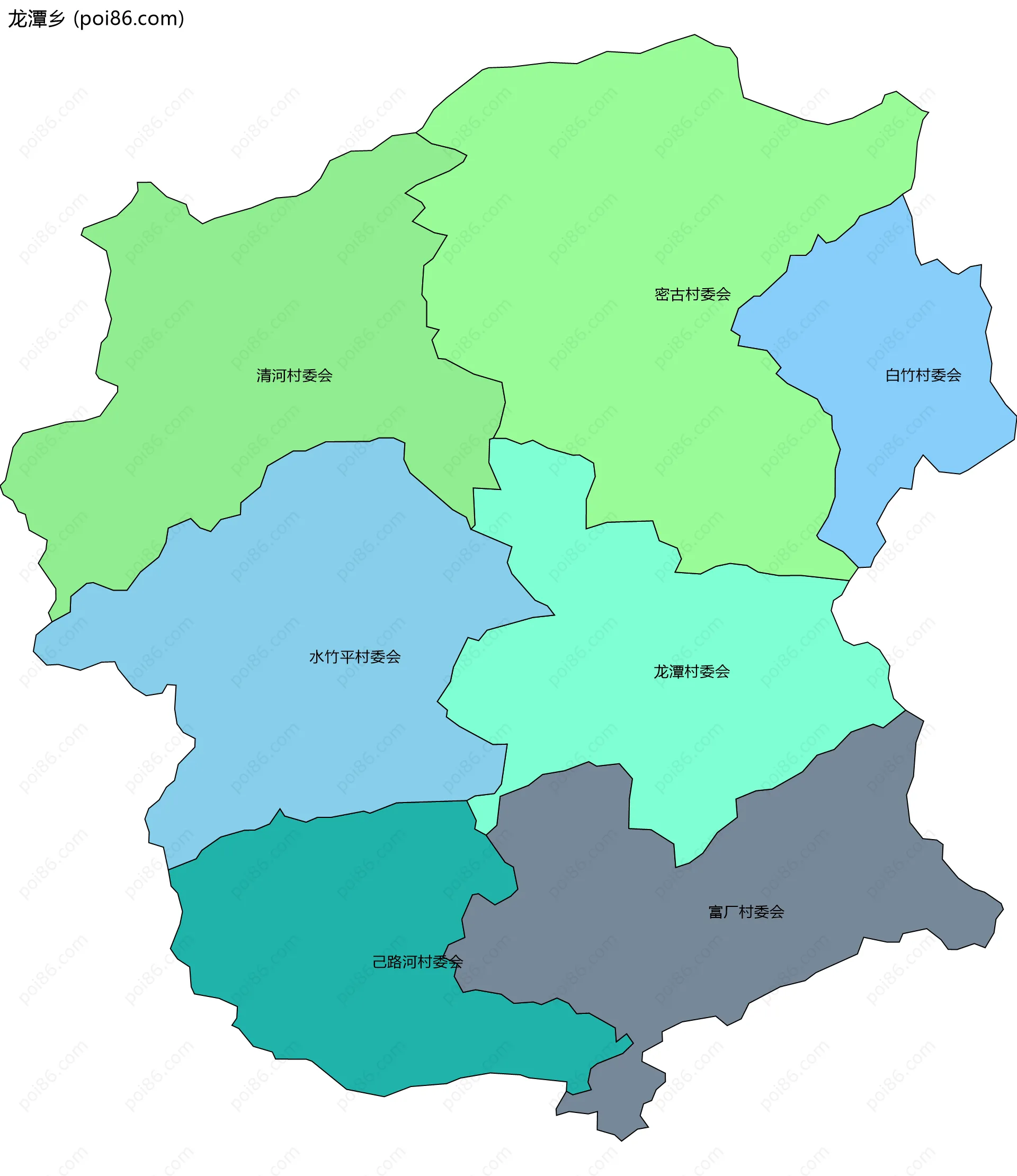 龙潭乡边界地图(五级行政区划)