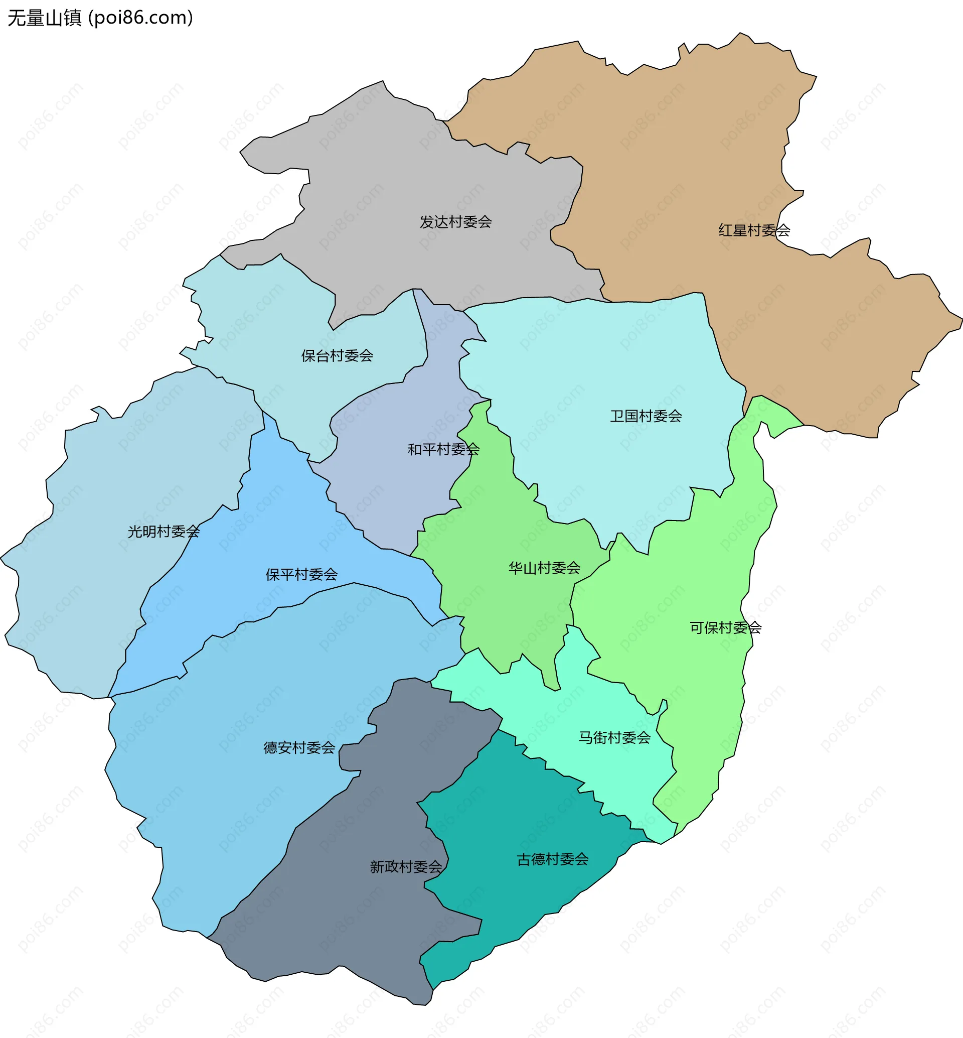 无量山镇边界地图(五级行政区划)