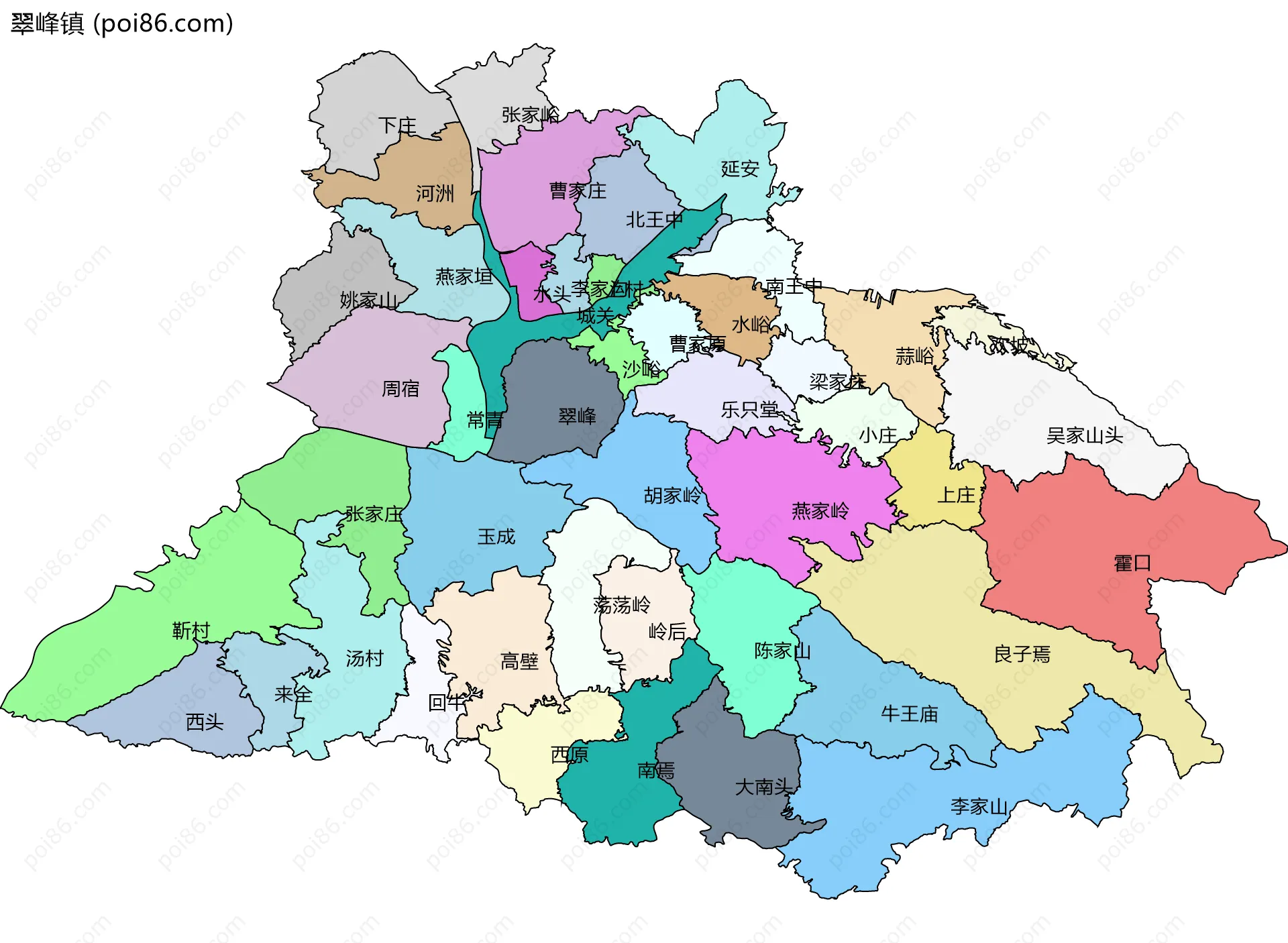 翠峰镇边界地图(五级行政区划)