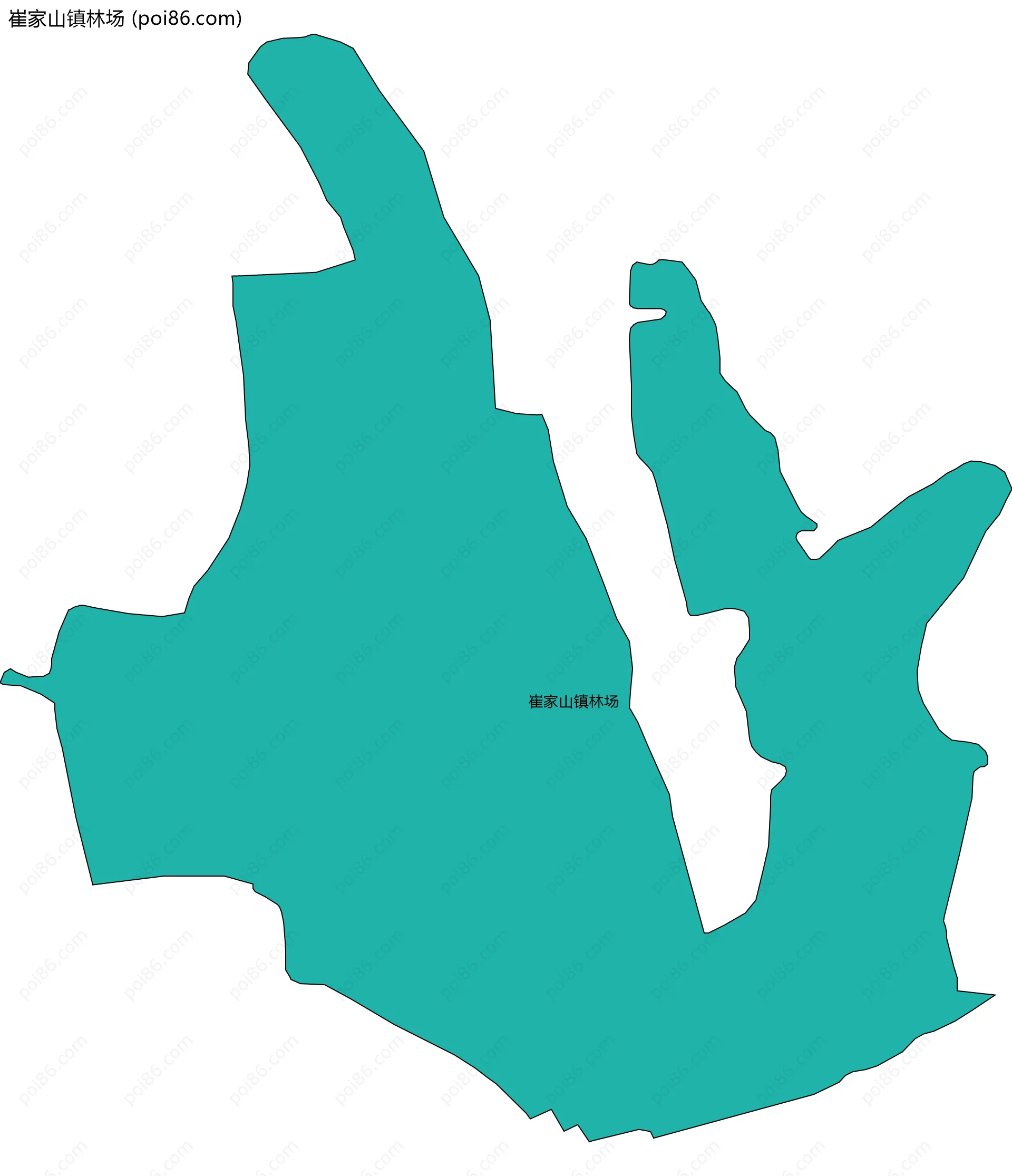 崔家山镇林场边界地图(五级行政区划)