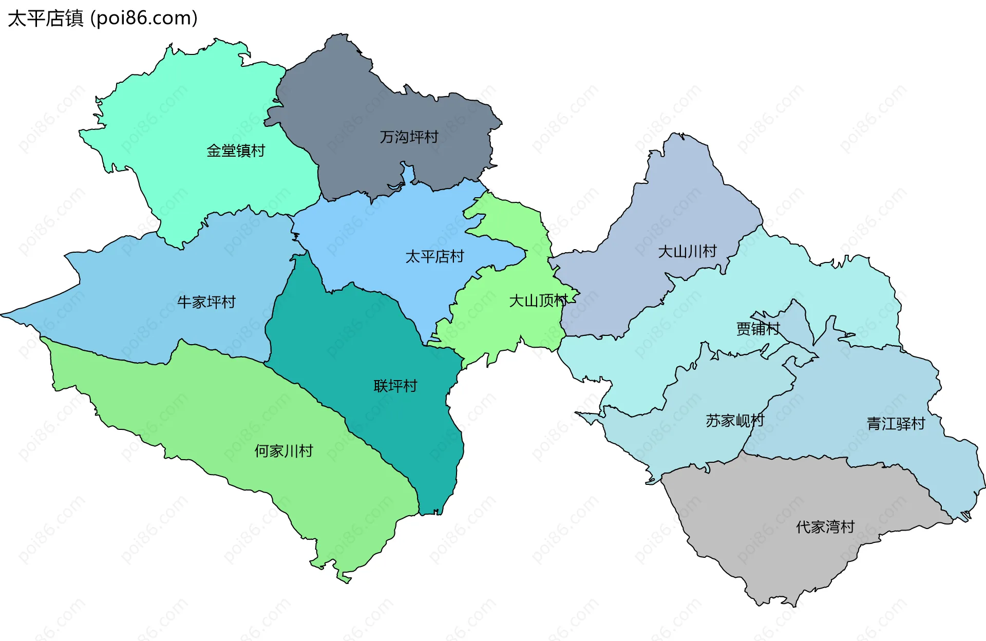 太平店镇边界地图(五级行政区划)