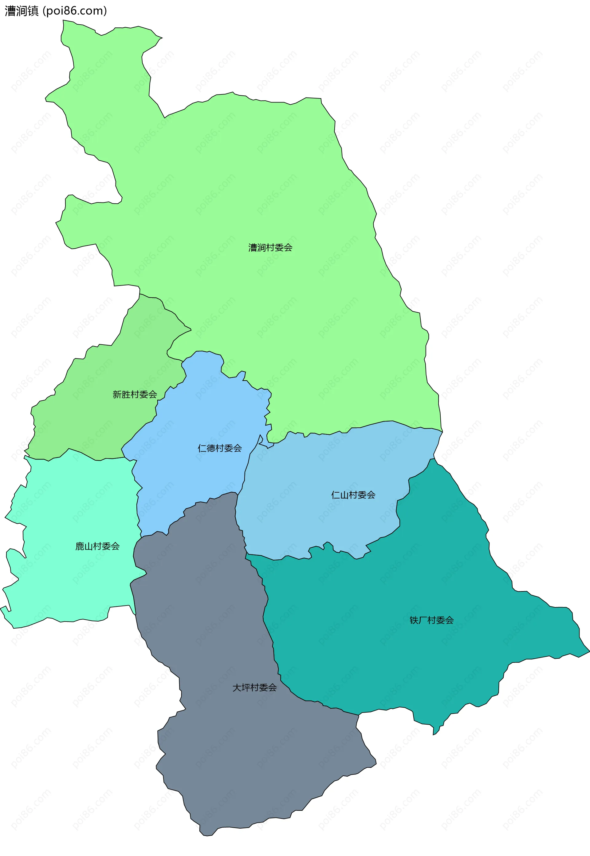 漕涧镇边界地图(五级行政区划)