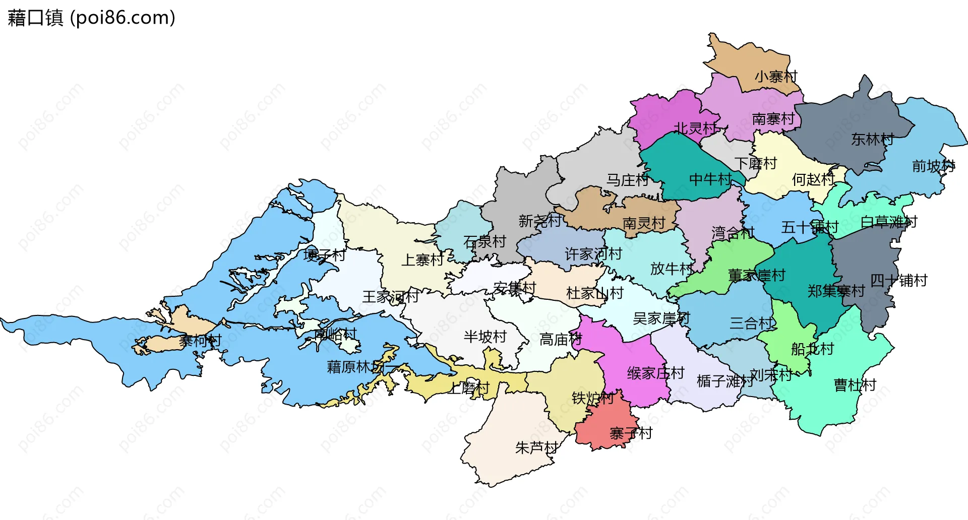 藉口镇边界地图(五级行政区划)