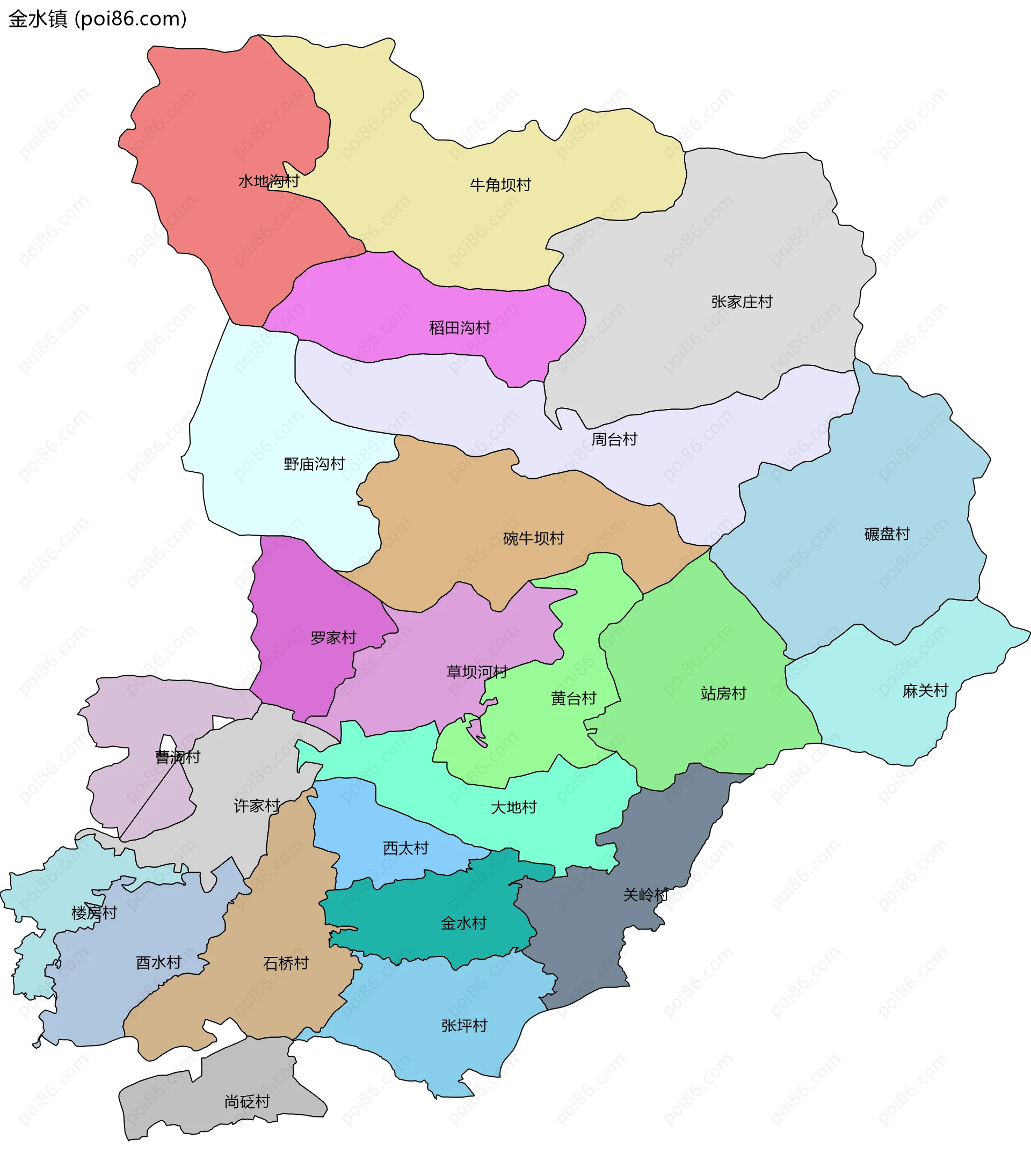 金水镇边界地图(五级行政区划)