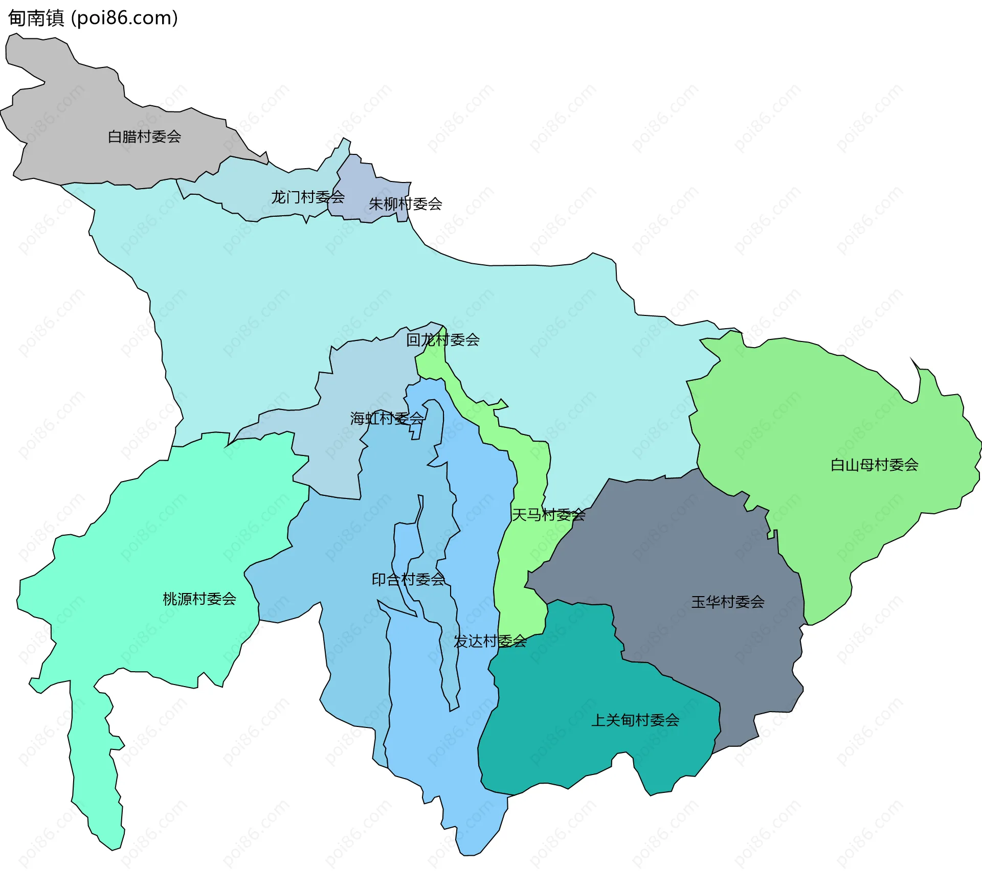 甸南镇边界地图(五级行政区划)