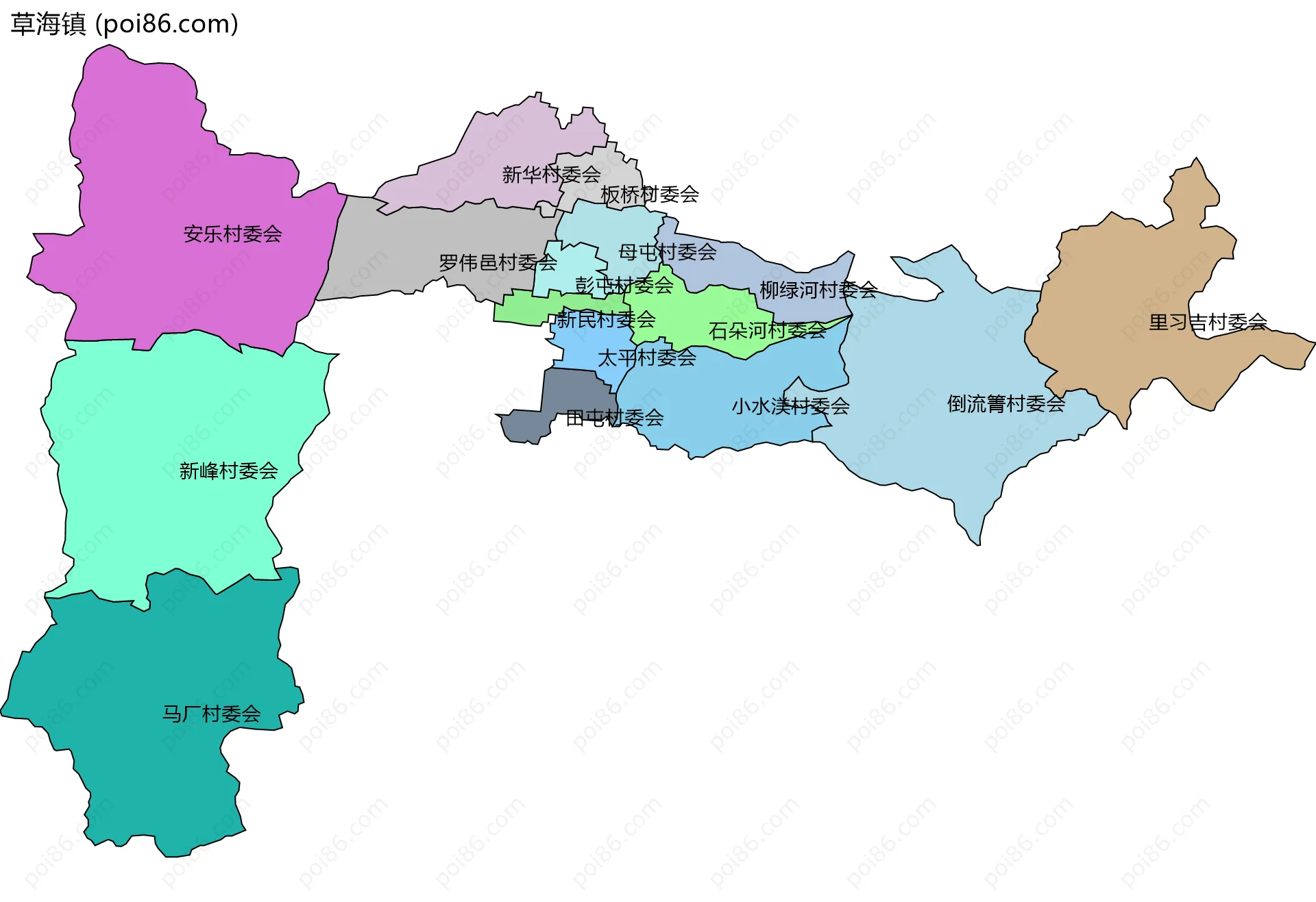 草海镇边界地图(五级行政区划)