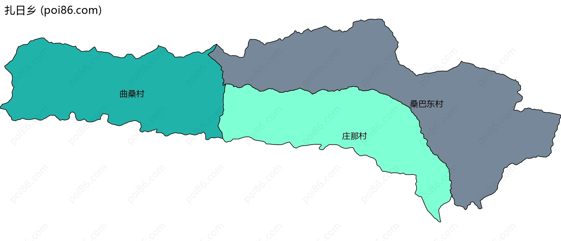 扎日乡边界地图(五级行政区划)