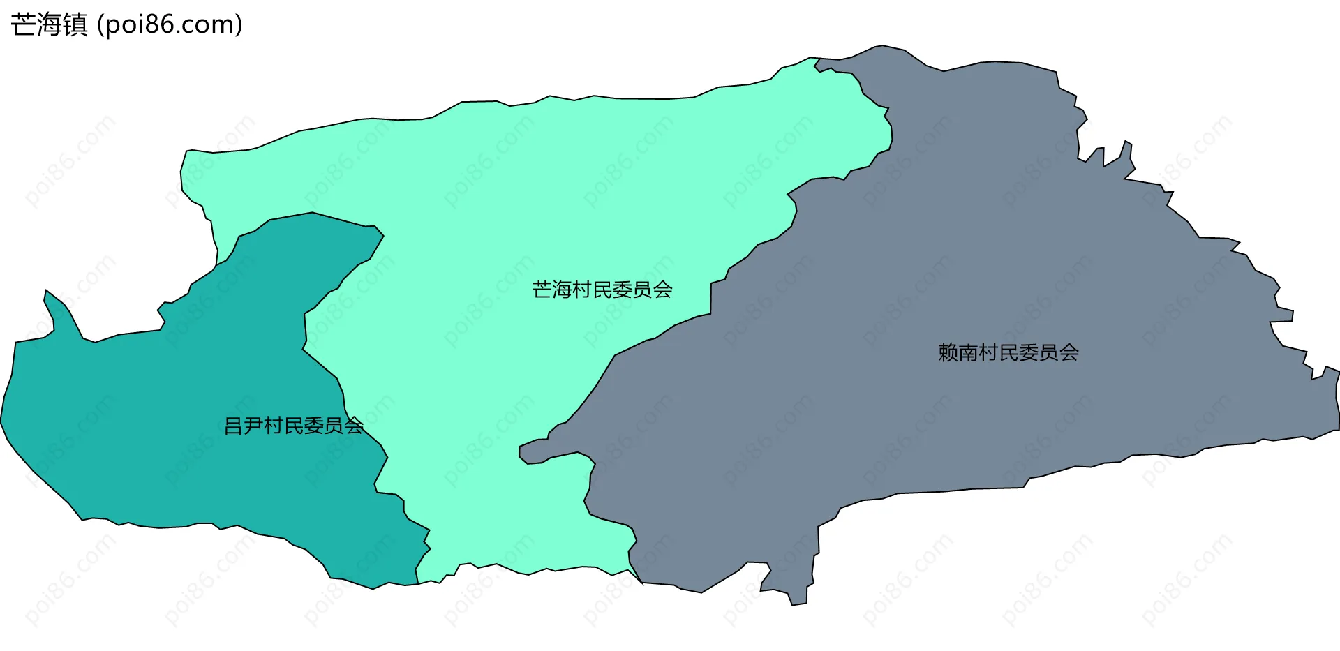 芒海镇边界地图(五级行政区划)