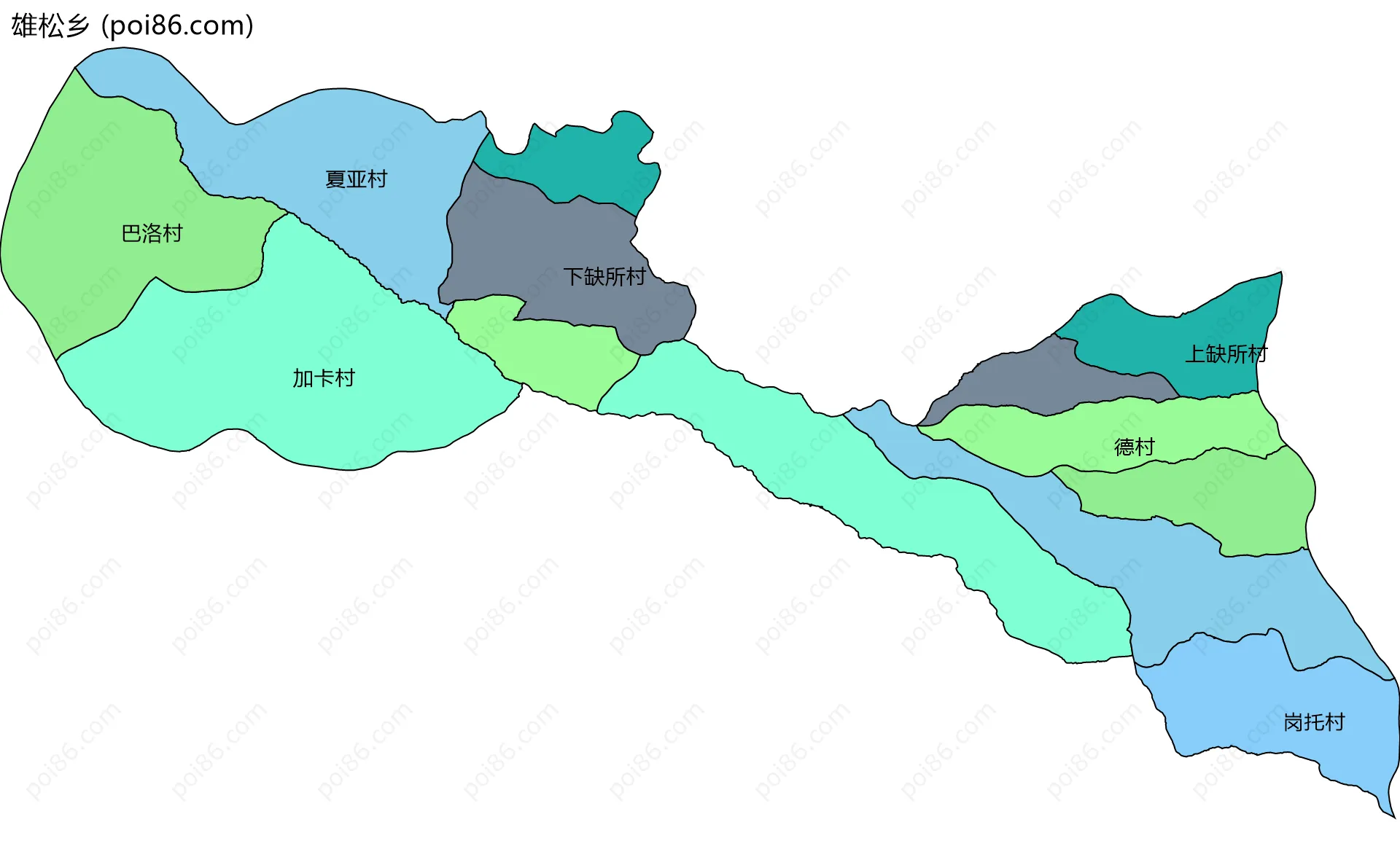 雄松乡边界地图(五级行政区划)