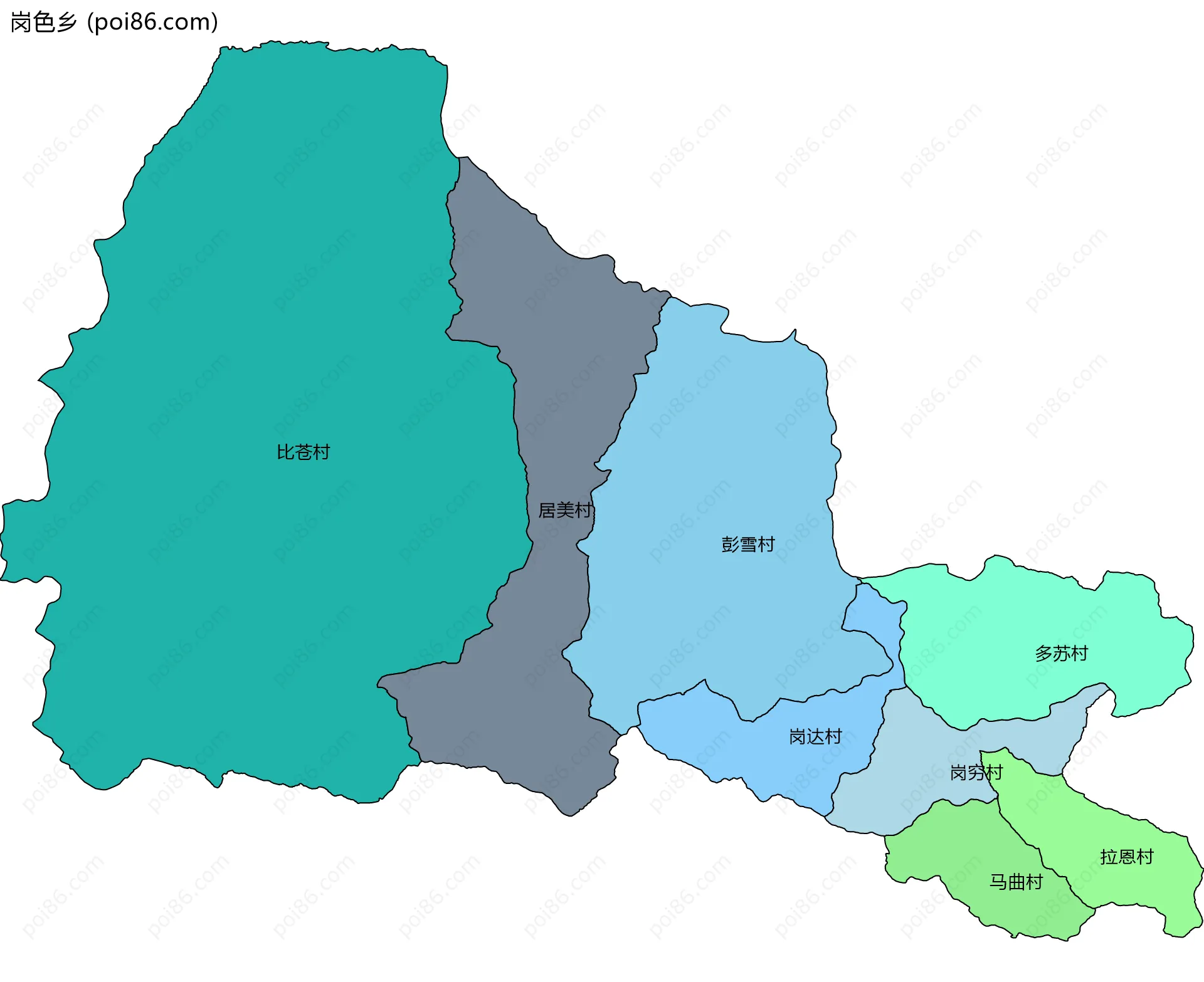 岗色乡边界地图(五级行政区划)
