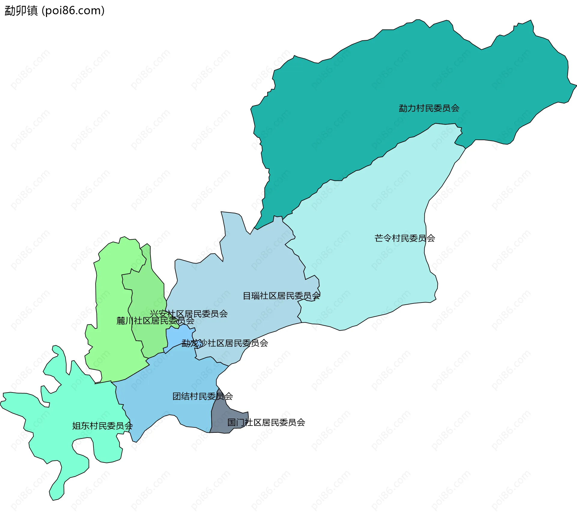 勐卯镇边界地图(五级行政区划)