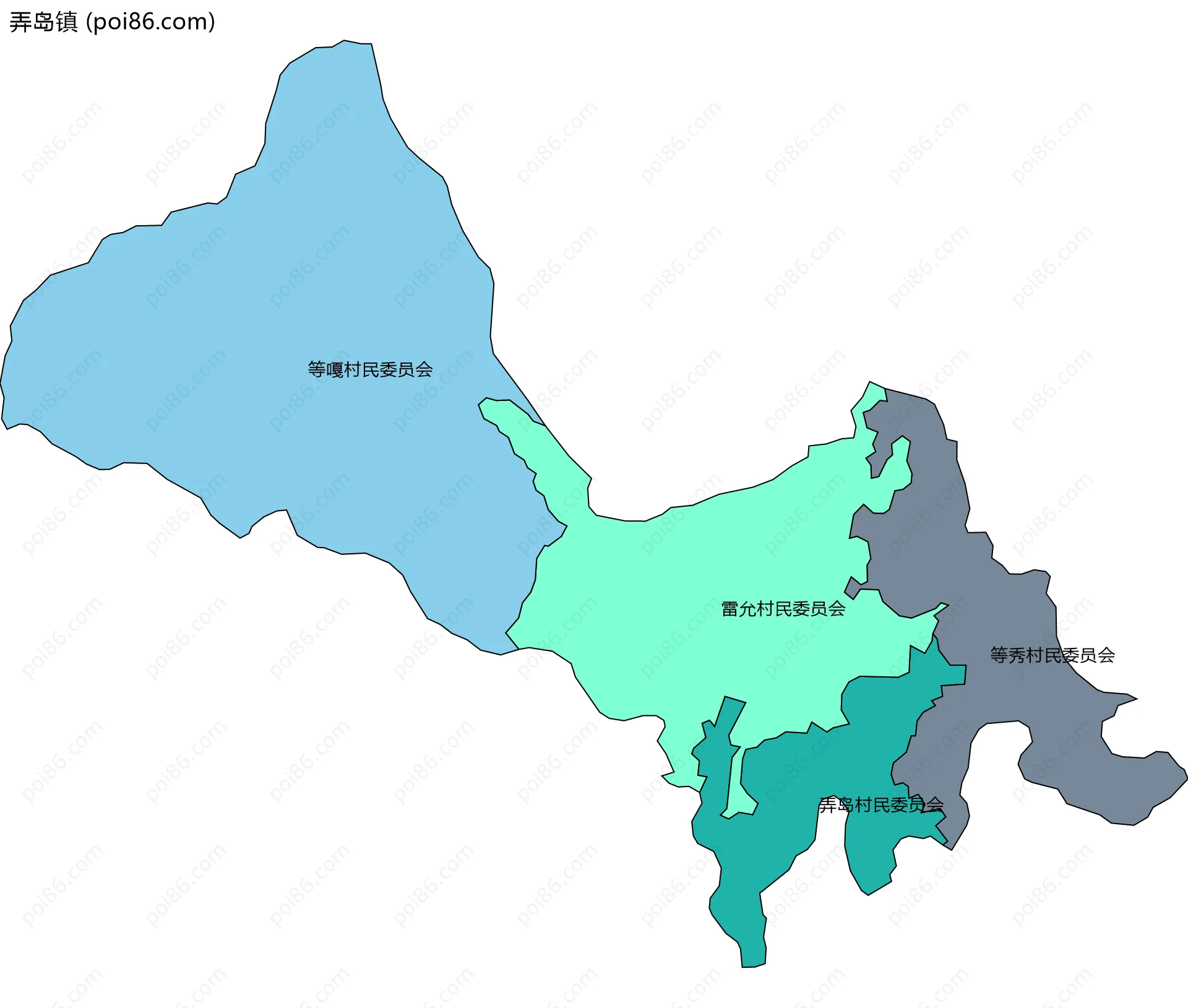 弄岛镇边界地图(五级行政区划)