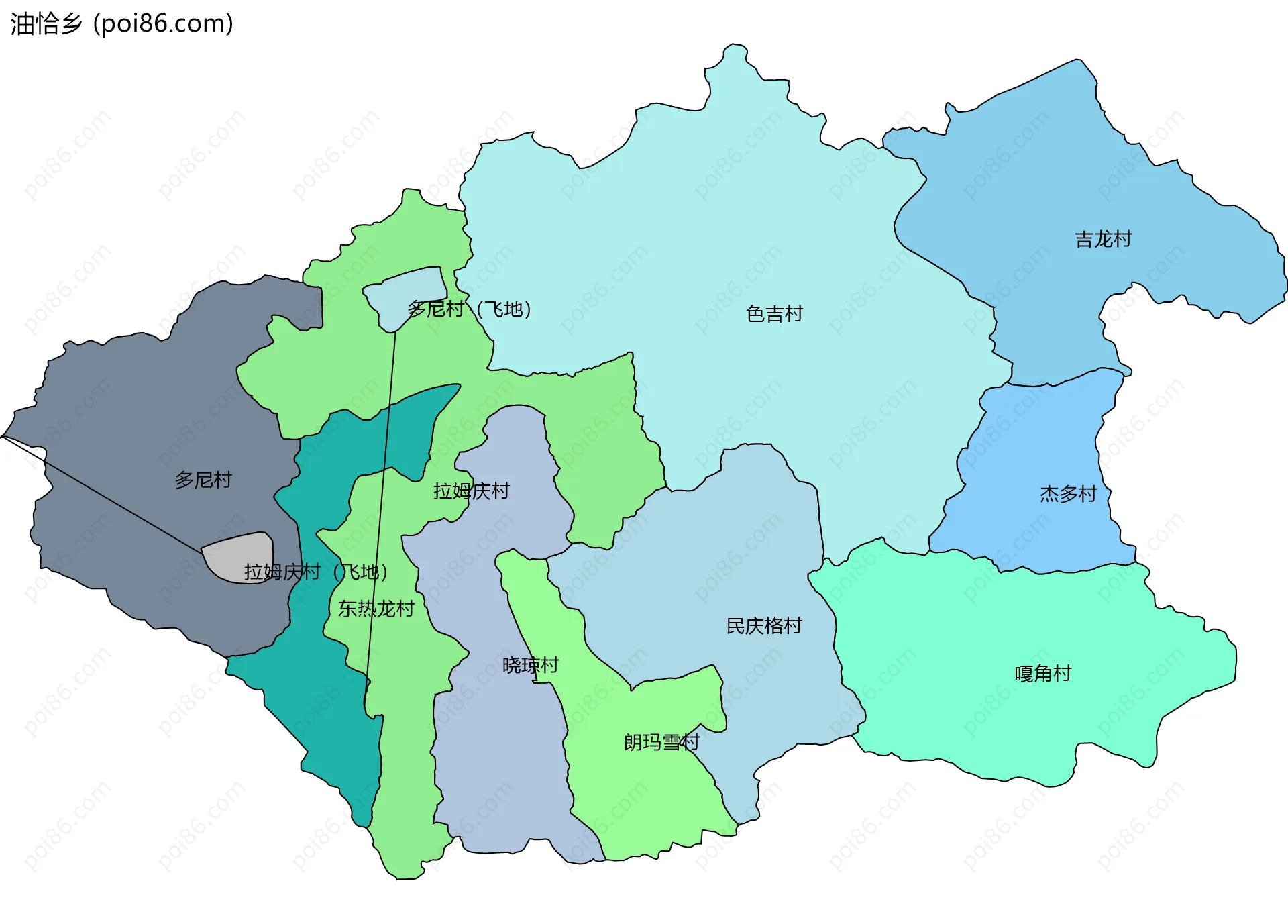 油恰乡边界地图(五级行政区划)