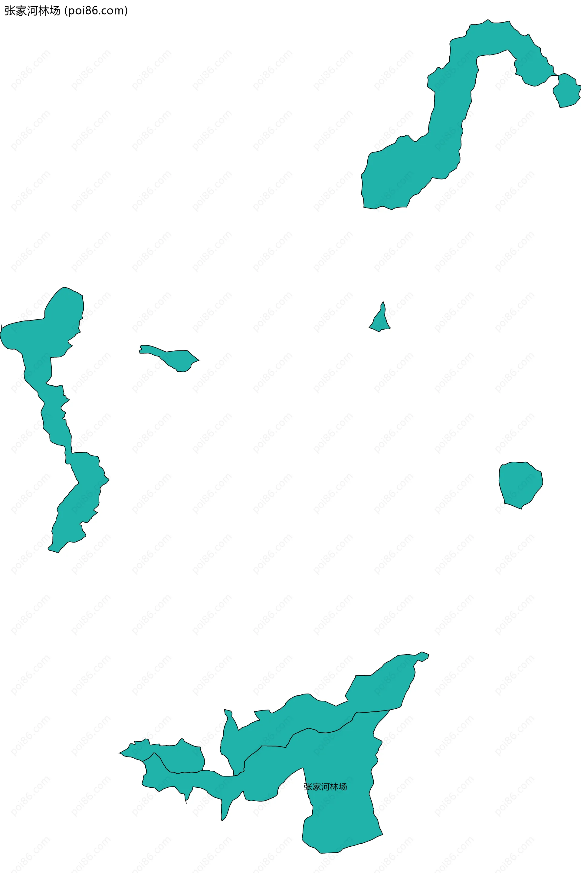 张家河林场边界地图(五级行政区划)