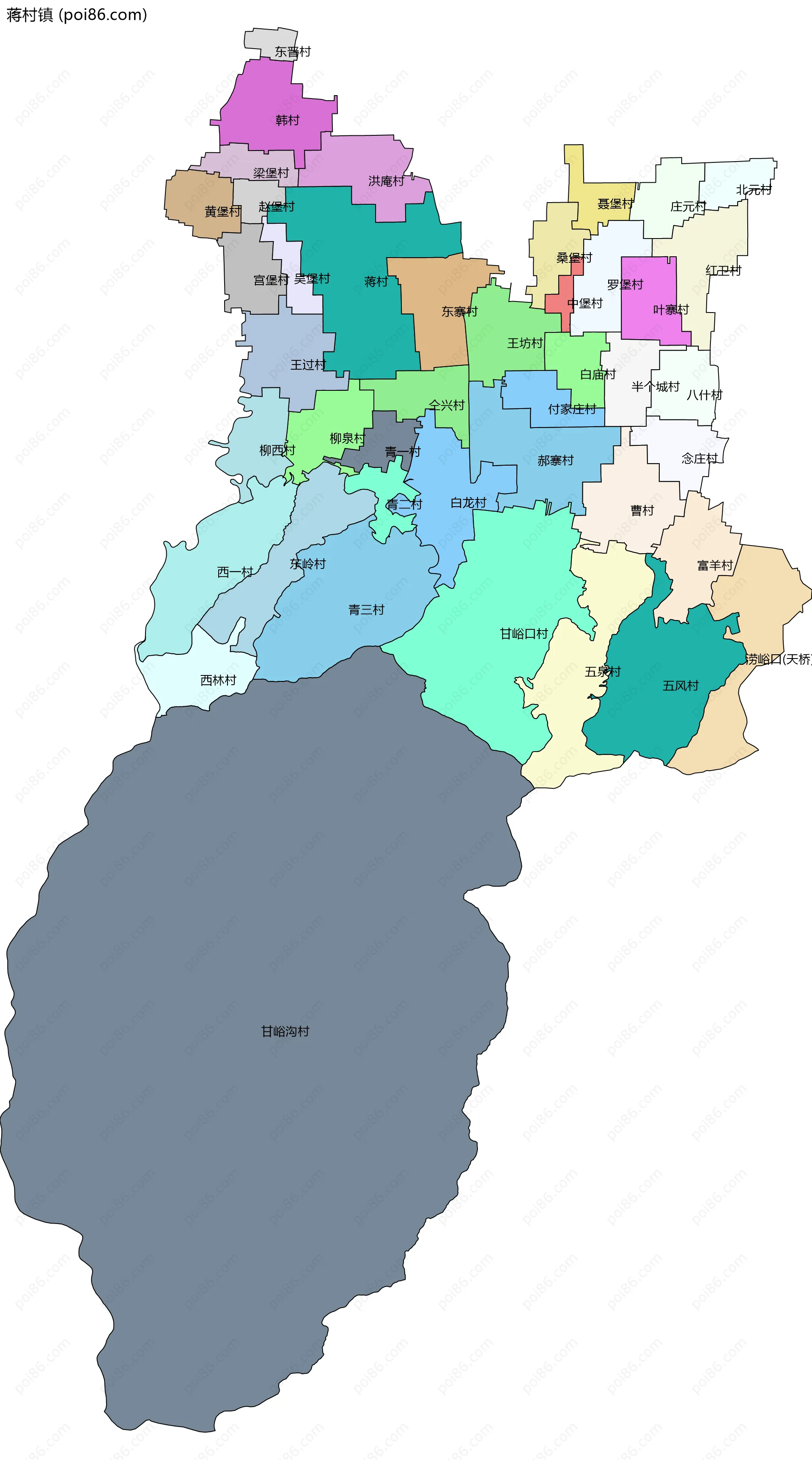 蒋村镇边界地图(五级行政区划)