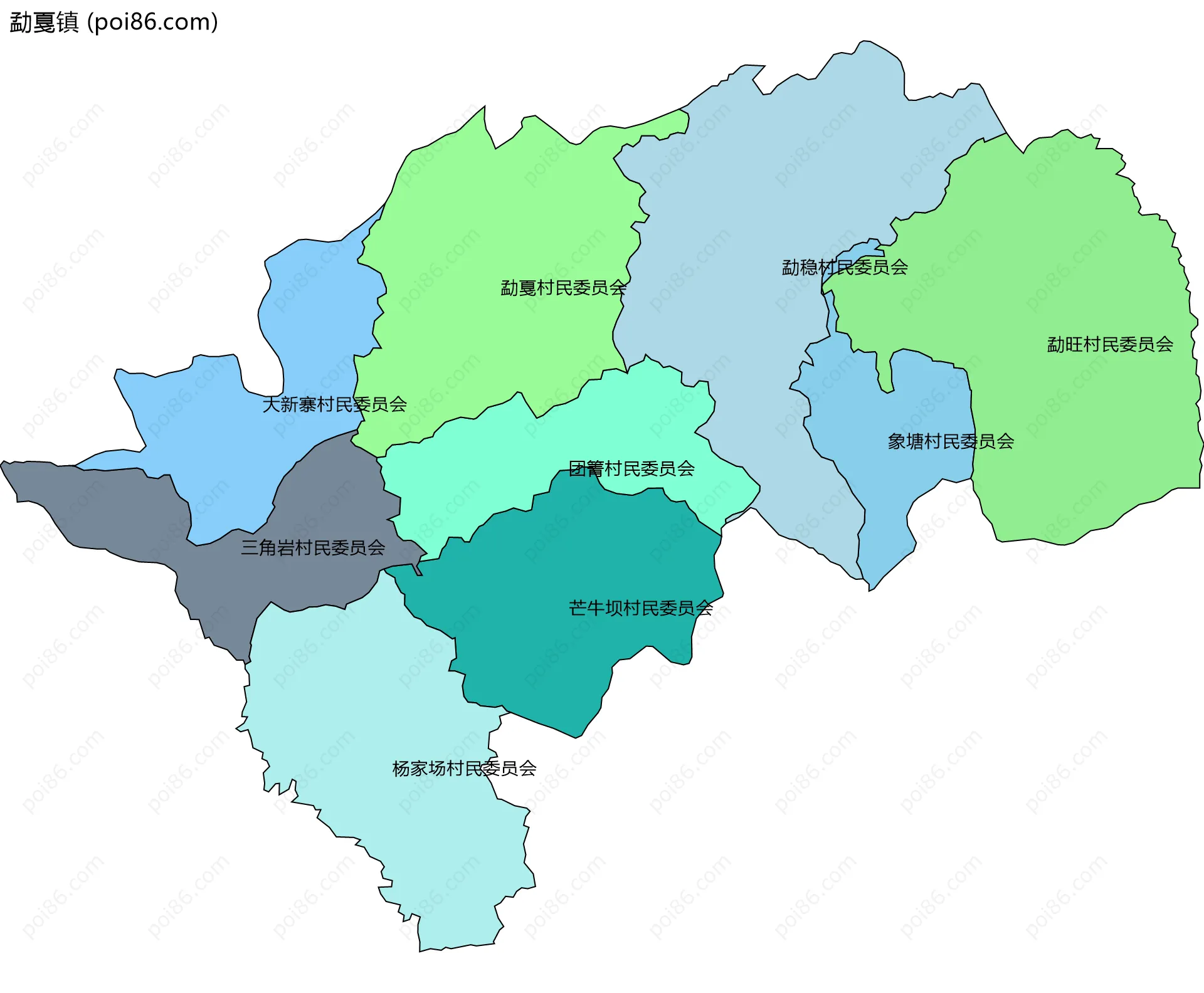 勐戛镇边界地图(五级行政区划)