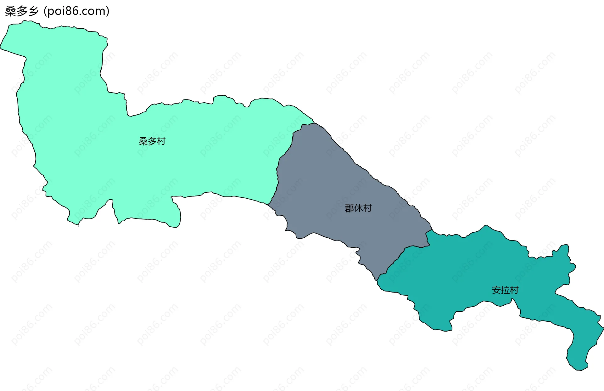 桑多乡边界地图(五级行政区划)