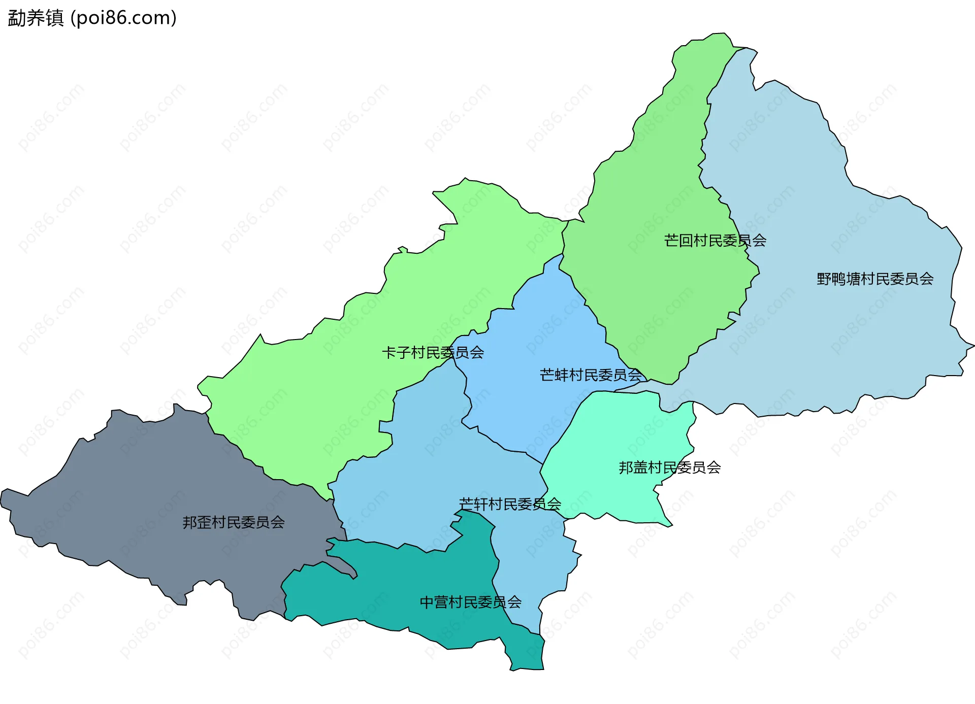 勐养镇边界地图(五级行政区划)