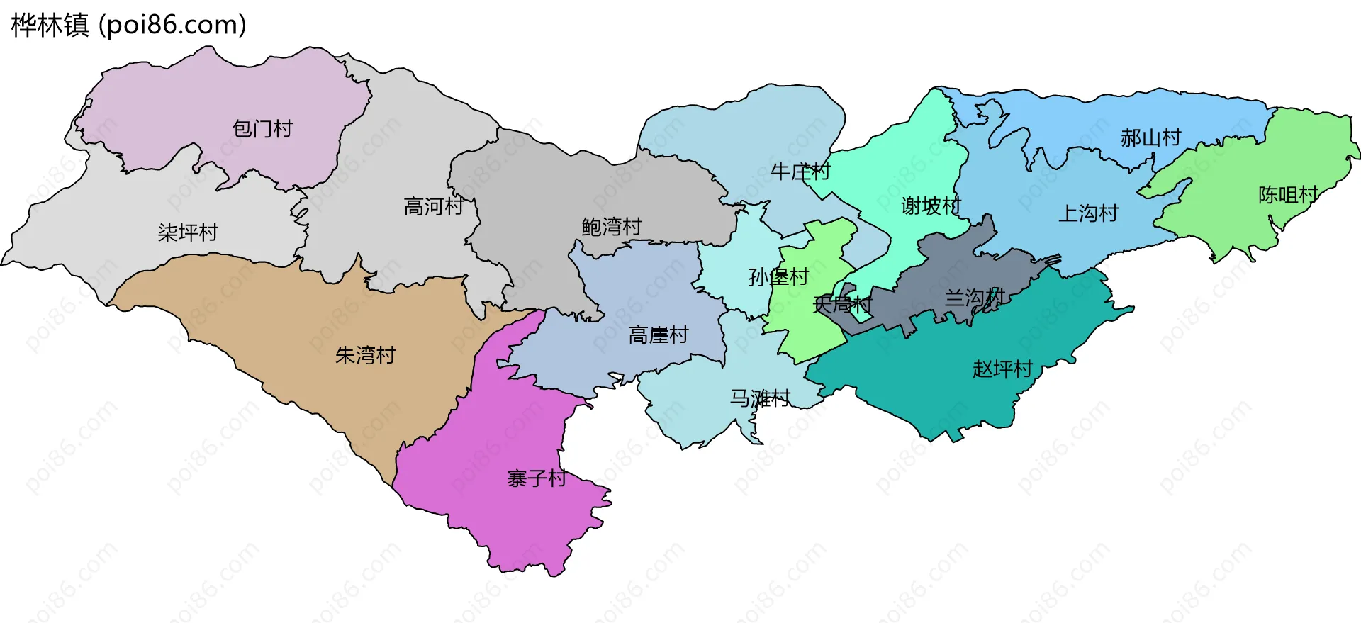 桦林镇边界地图(五级行政区划)