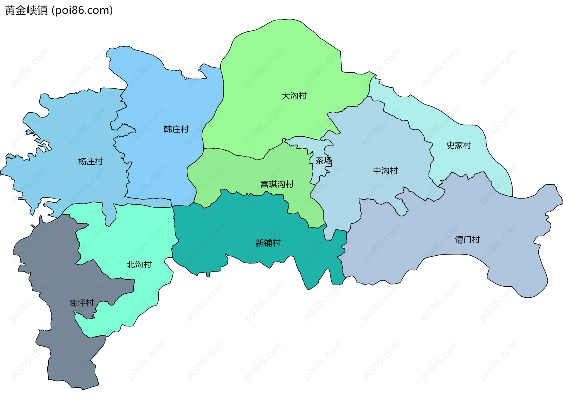 黄金峡镇边界地图(五级行政区划)