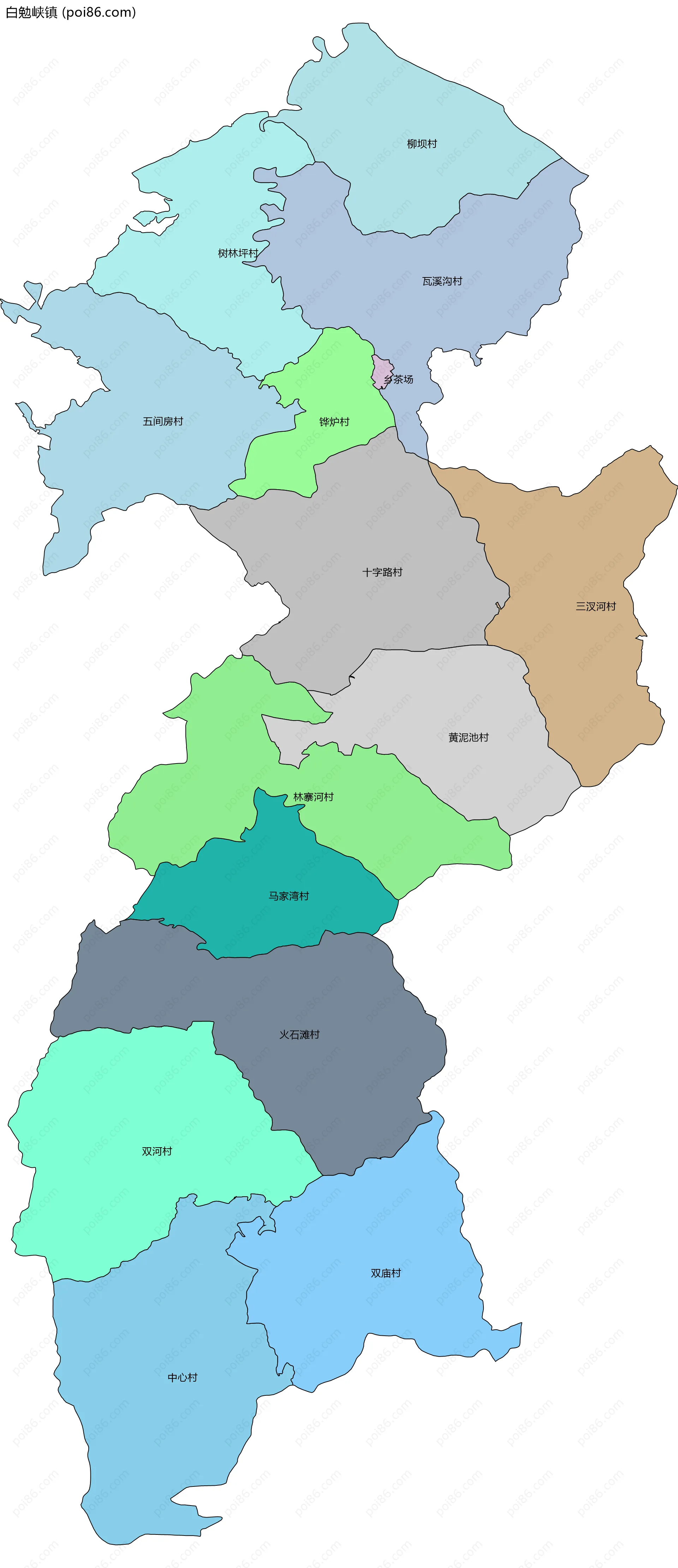 白勉峡镇边界地图(五级行政区划)