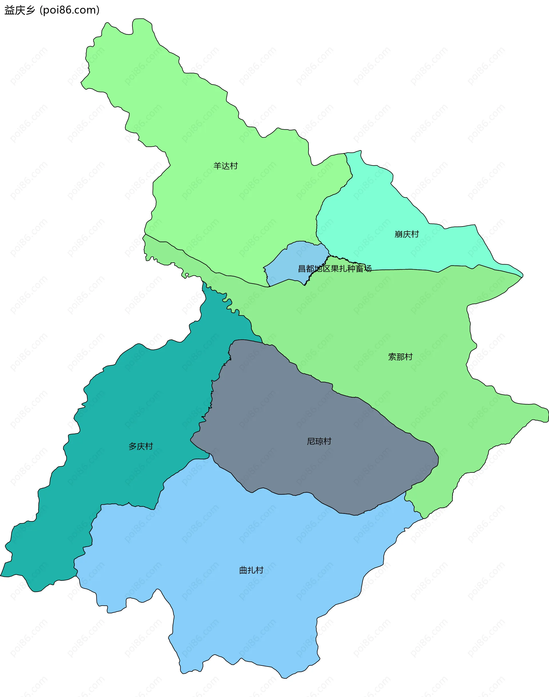 益庆乡边界地图(五级行政区划)