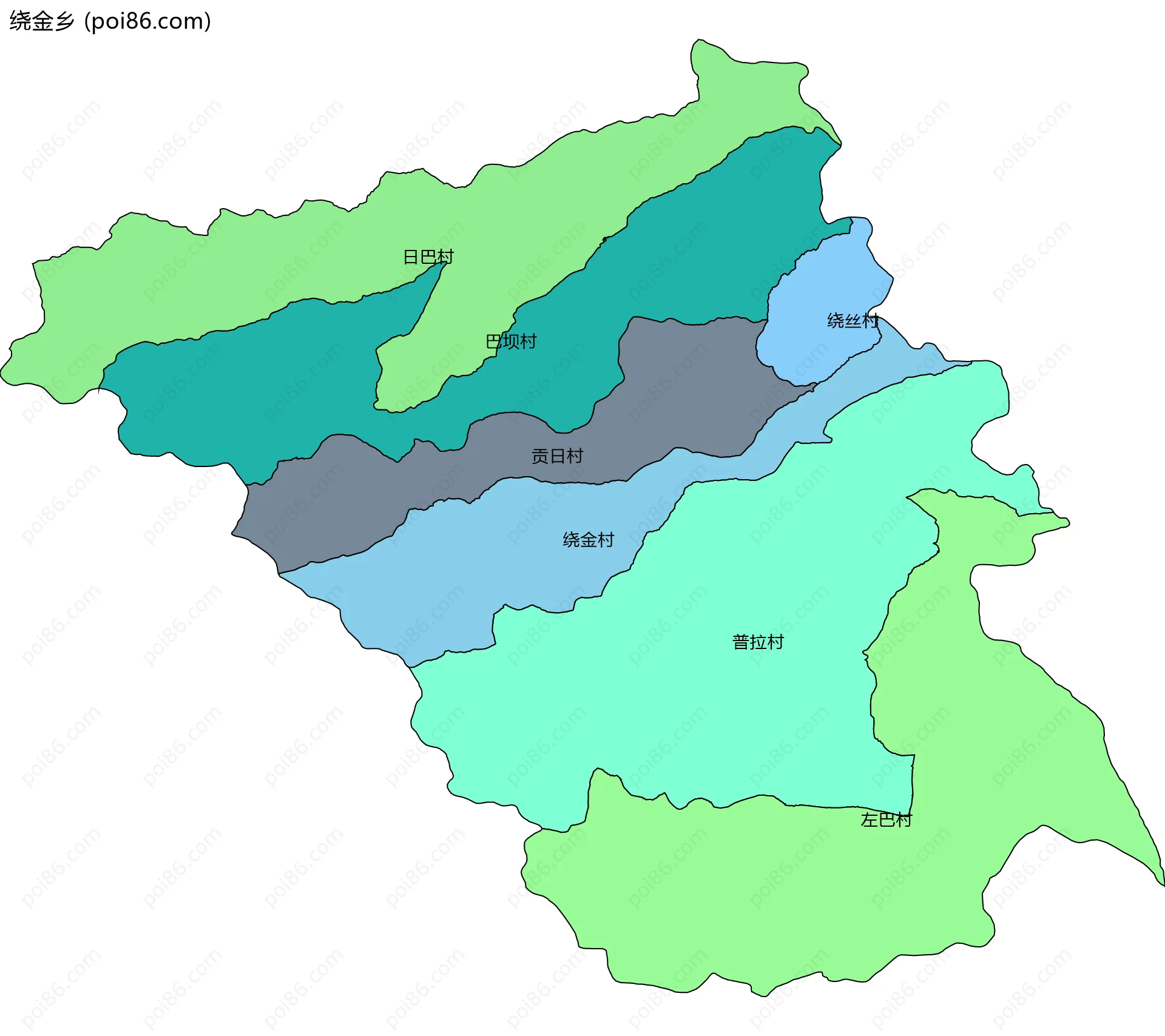 绕金乡边界地图(五级行政区划)