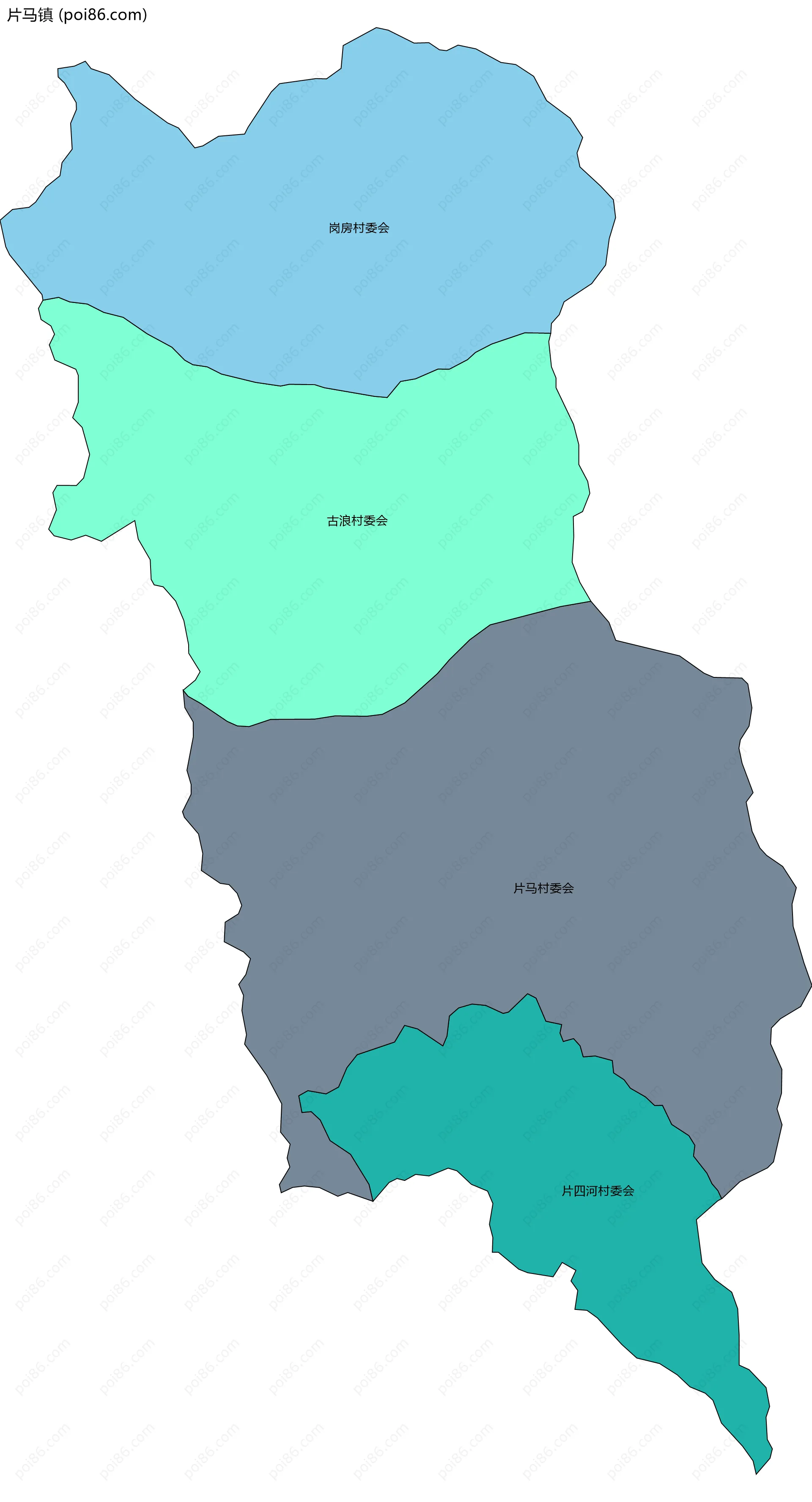 片马镇边界地图(五级行政区划)