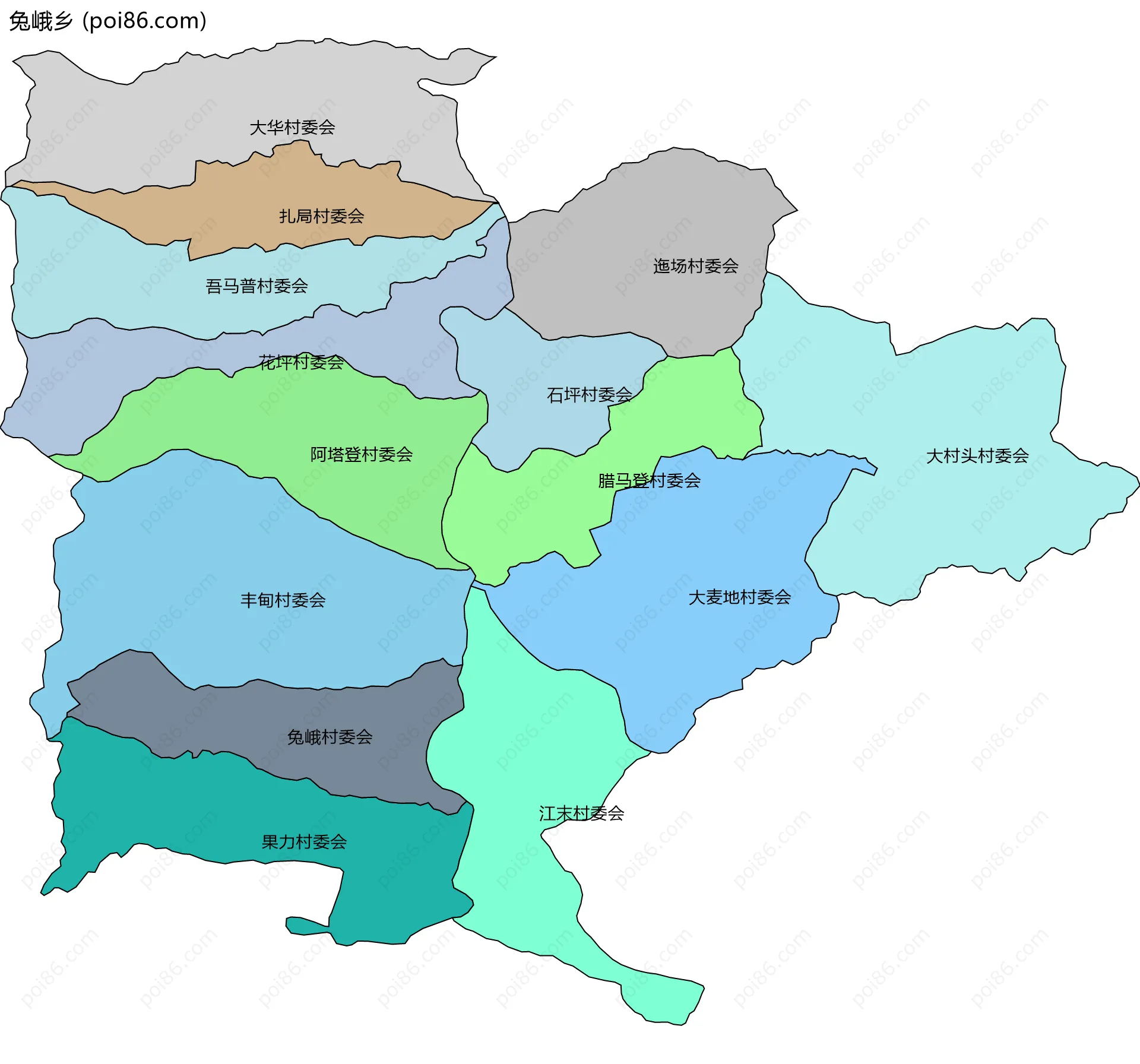兔峨乡边界地图(五级行政区划)
