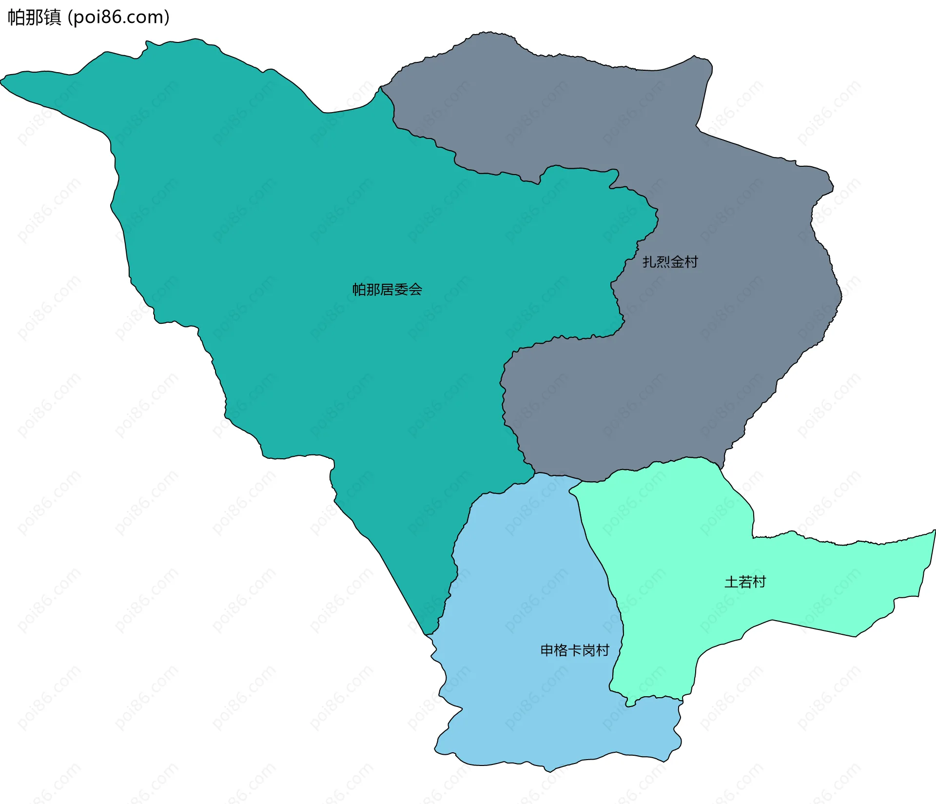 帕那镇边界地图(五级行政区划)