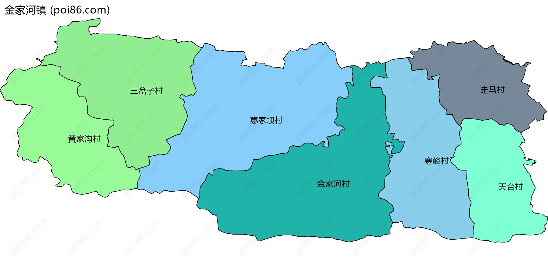 金家河镇边界地图(五级行政区划)