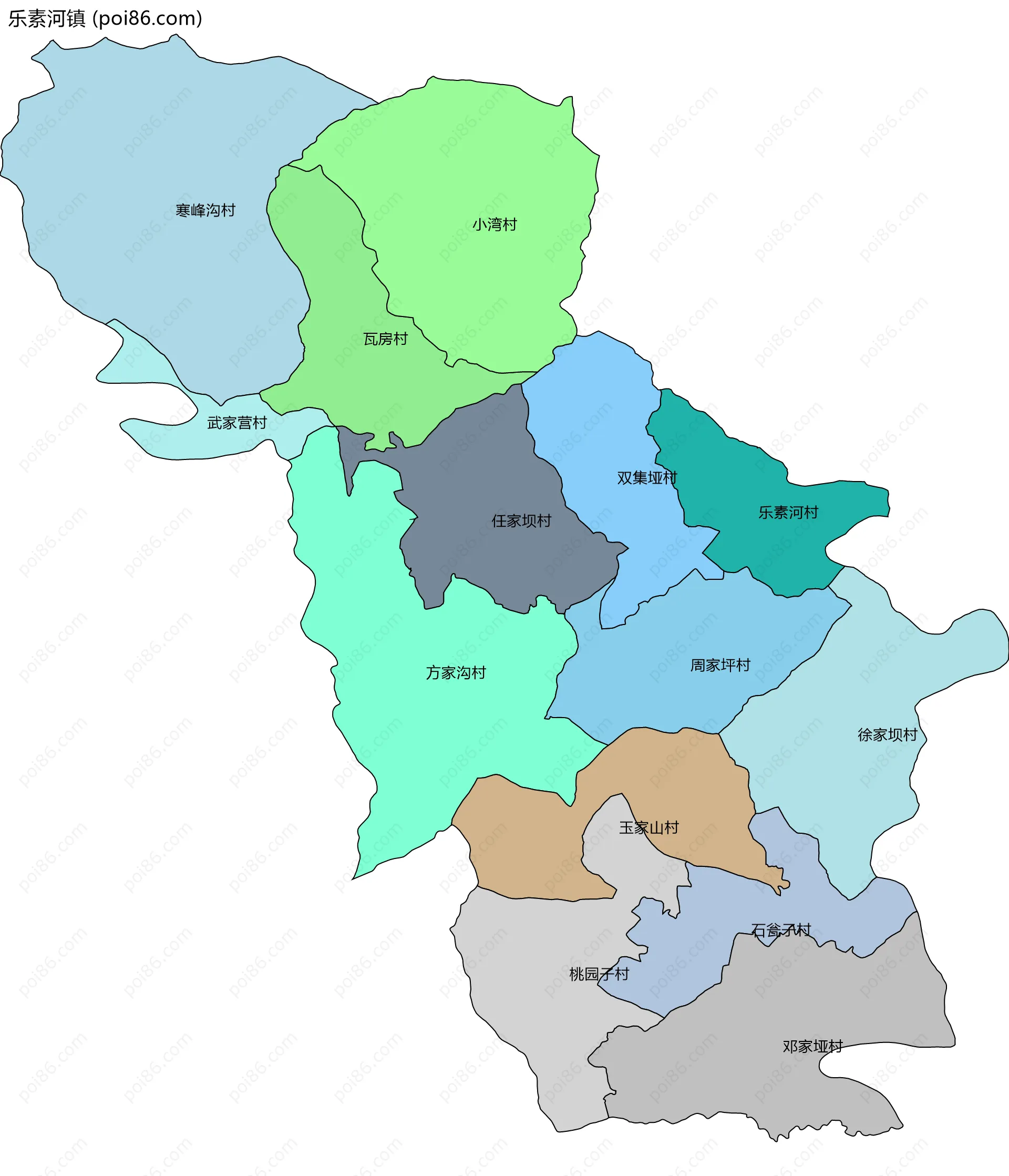 乐素河镇边界地图(五级行政区划)