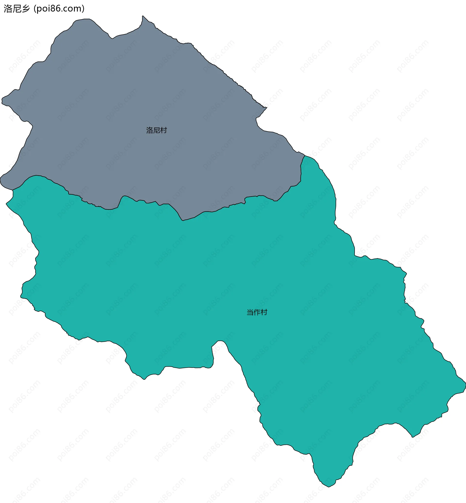 洛尼乡边界地图(五级行政区划)