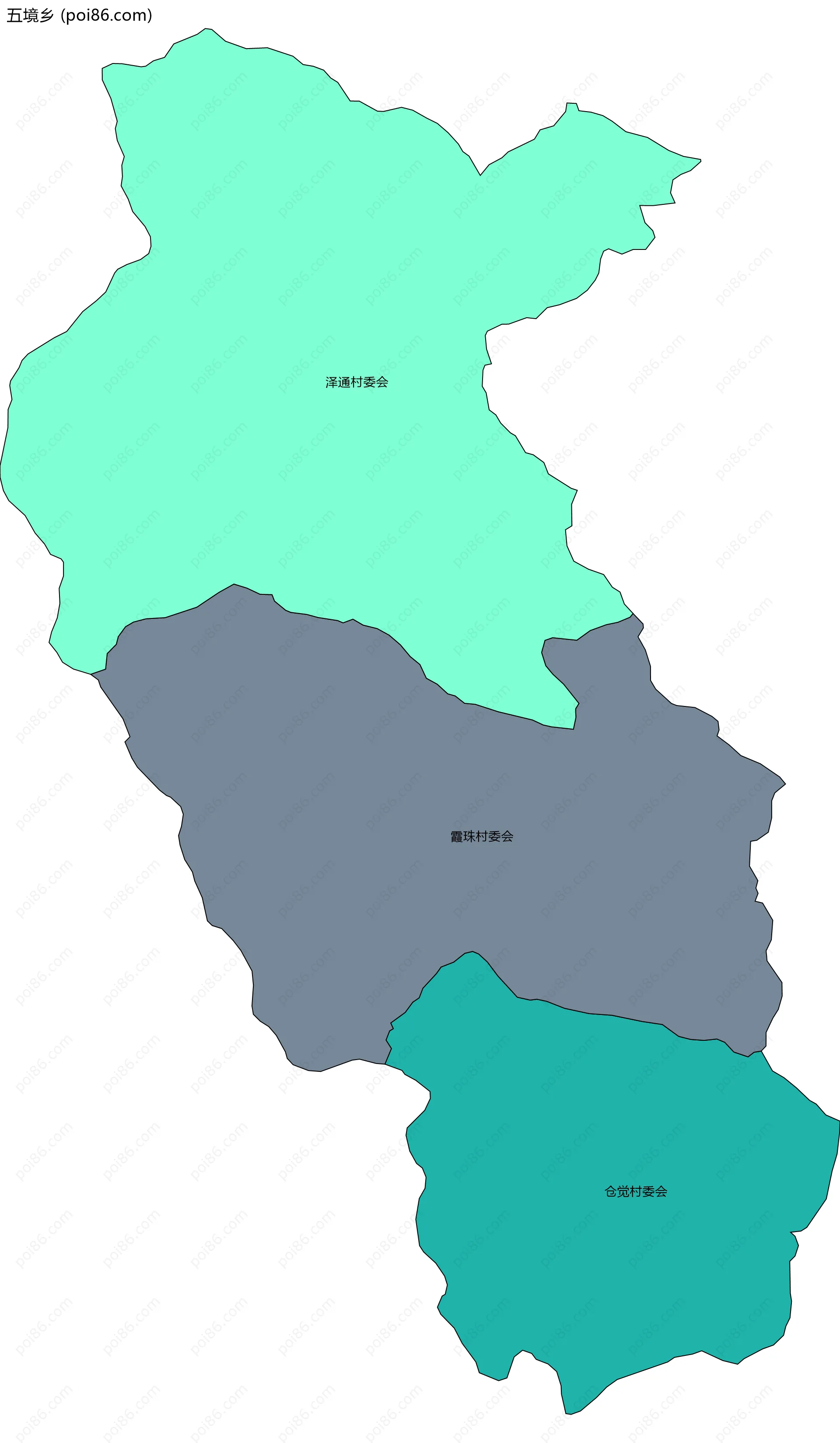 五境乡边界地图(五级行政区划)