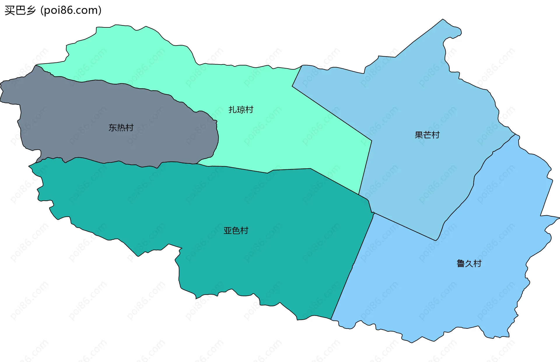 买巴乡边界地图(五级行政区划)