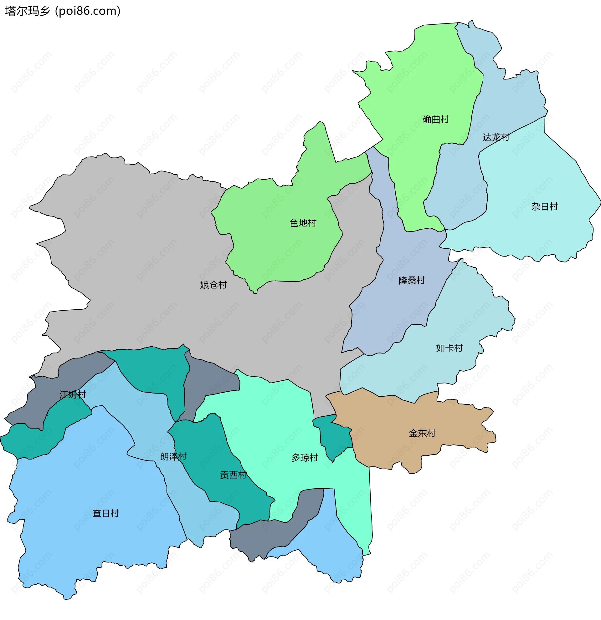 塔尔玛乡边界地图(五级行政区划)