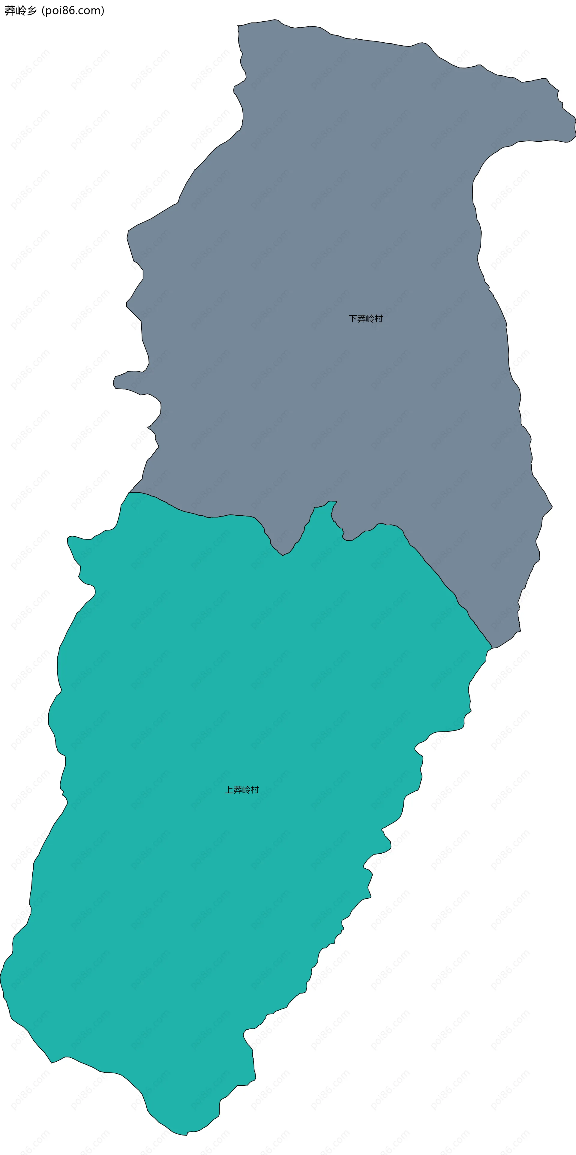 莽岭乡边界地图(五级行政区划)