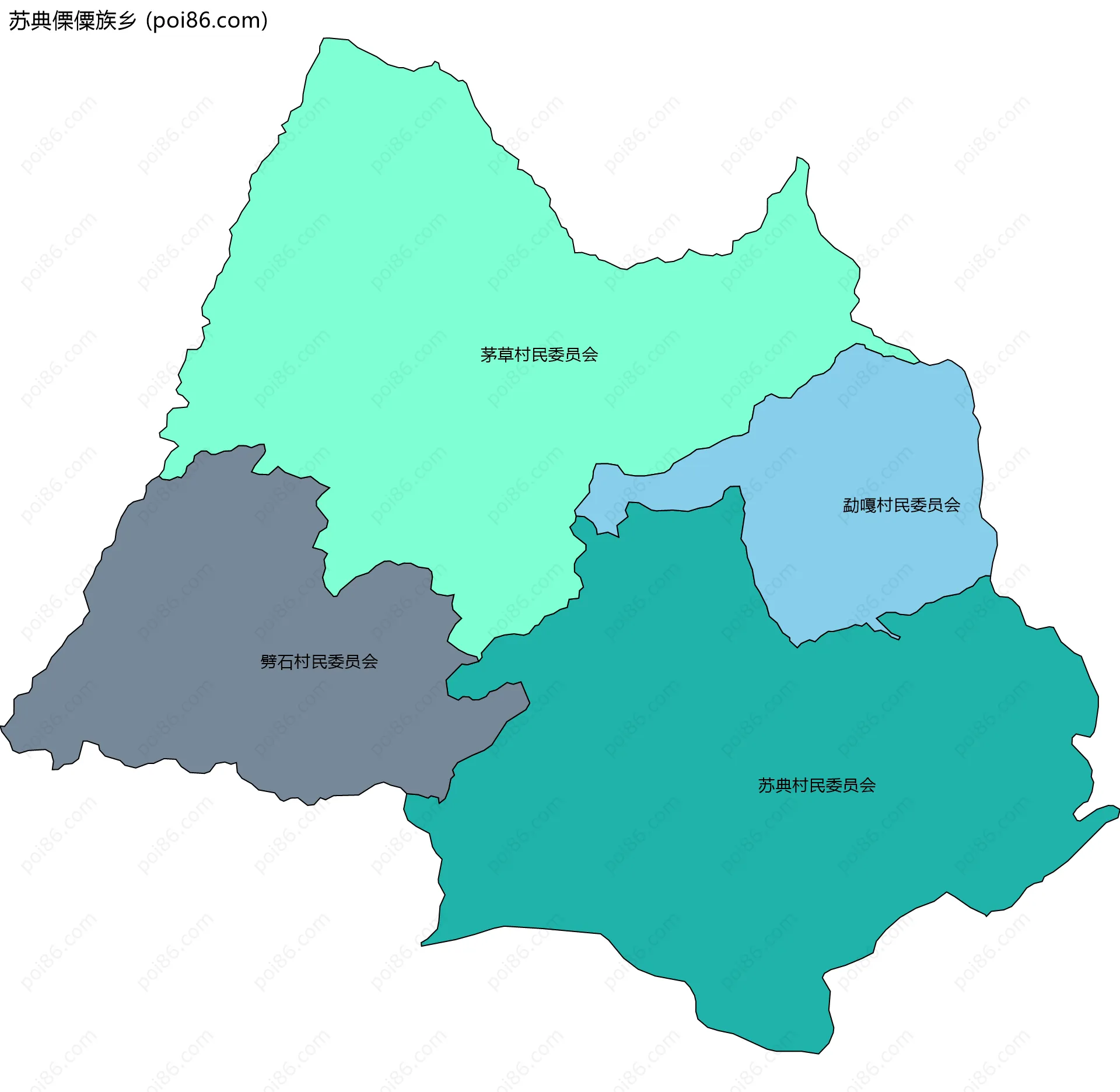 苏典傈僳族乡边界地图(五级行政区划)