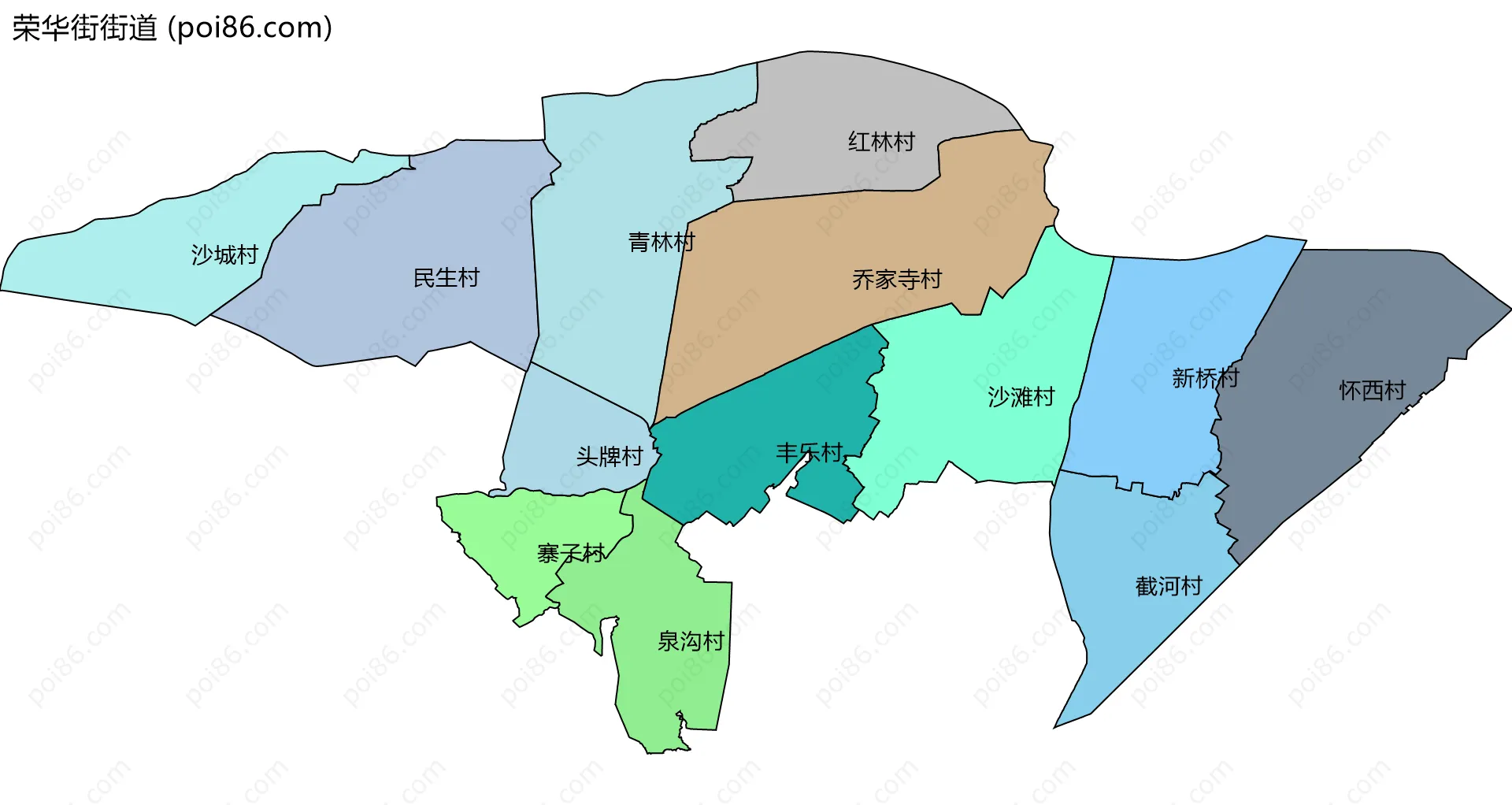 荣华街街道边界地图(五级行政区划)