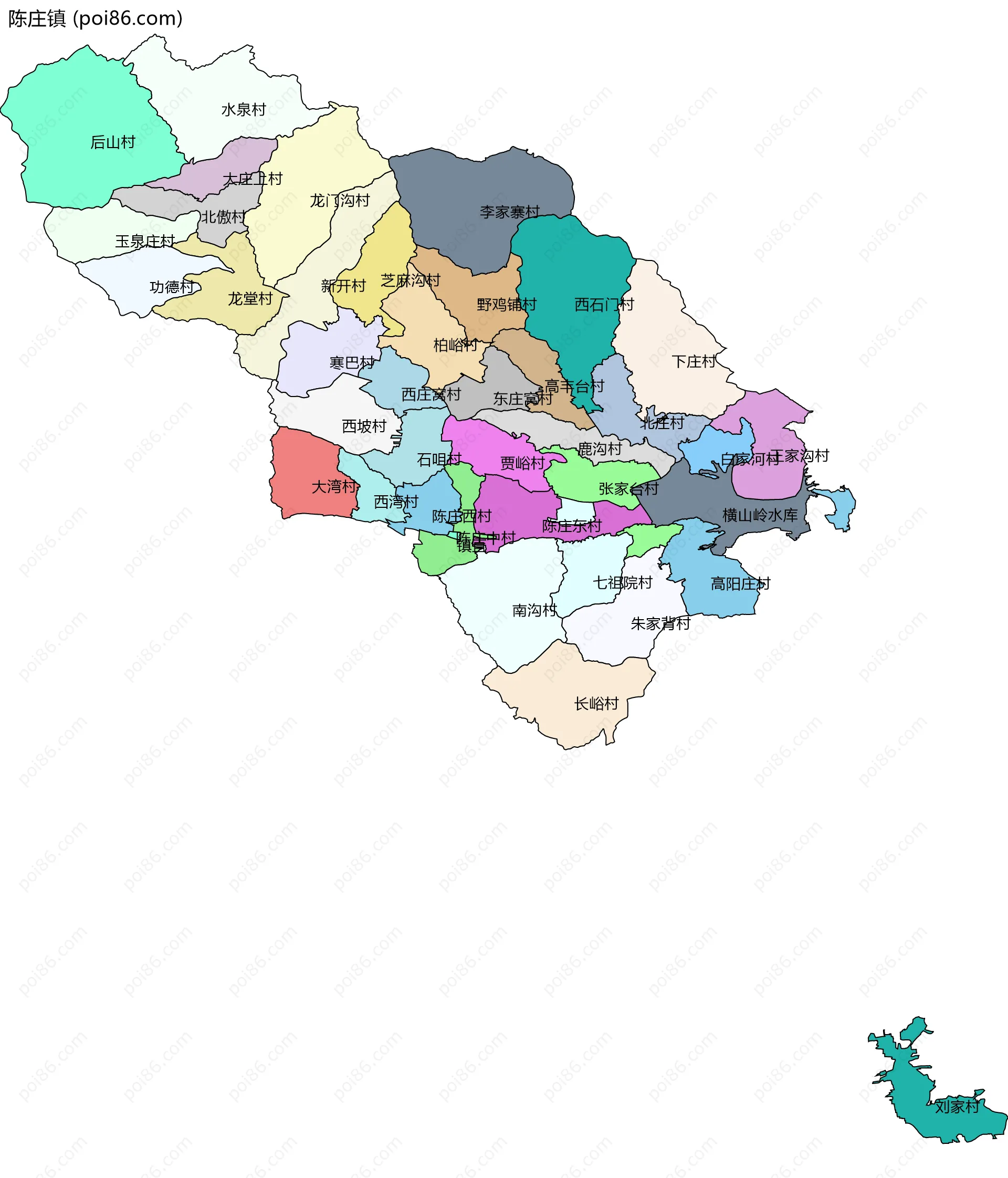 陈庄镇边界地图(五级行政区划)