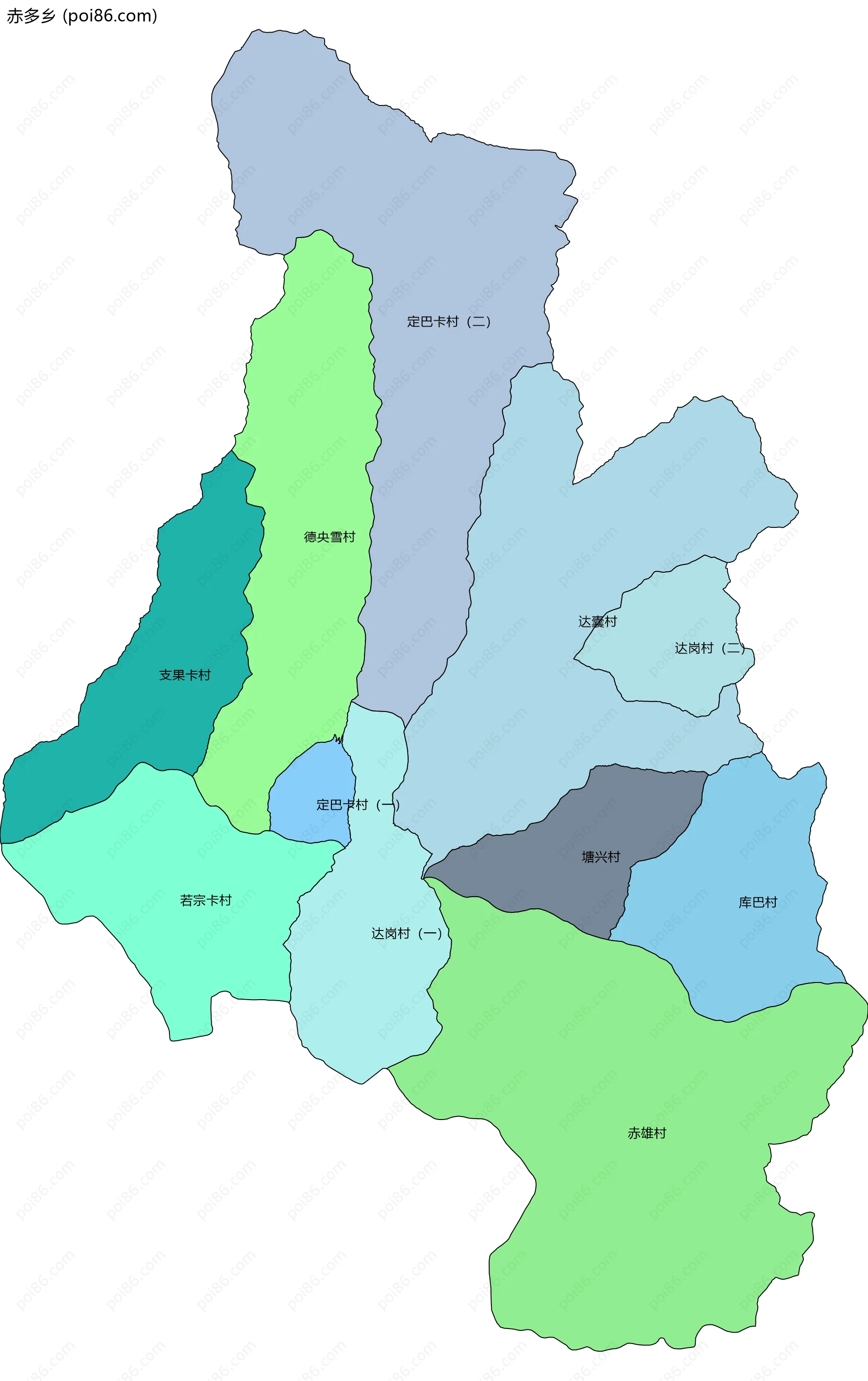 赤多乡边界地图(五级行政区划)