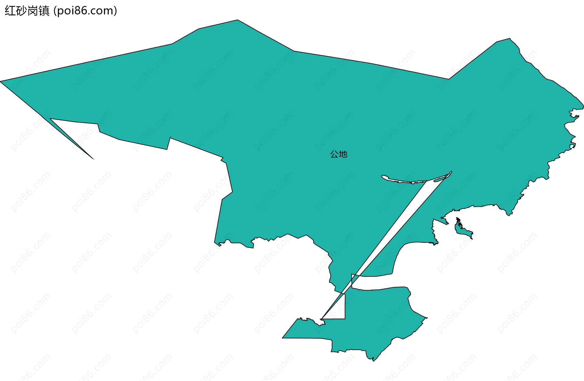 红砂岗镇边界地图(五级行政区划)
