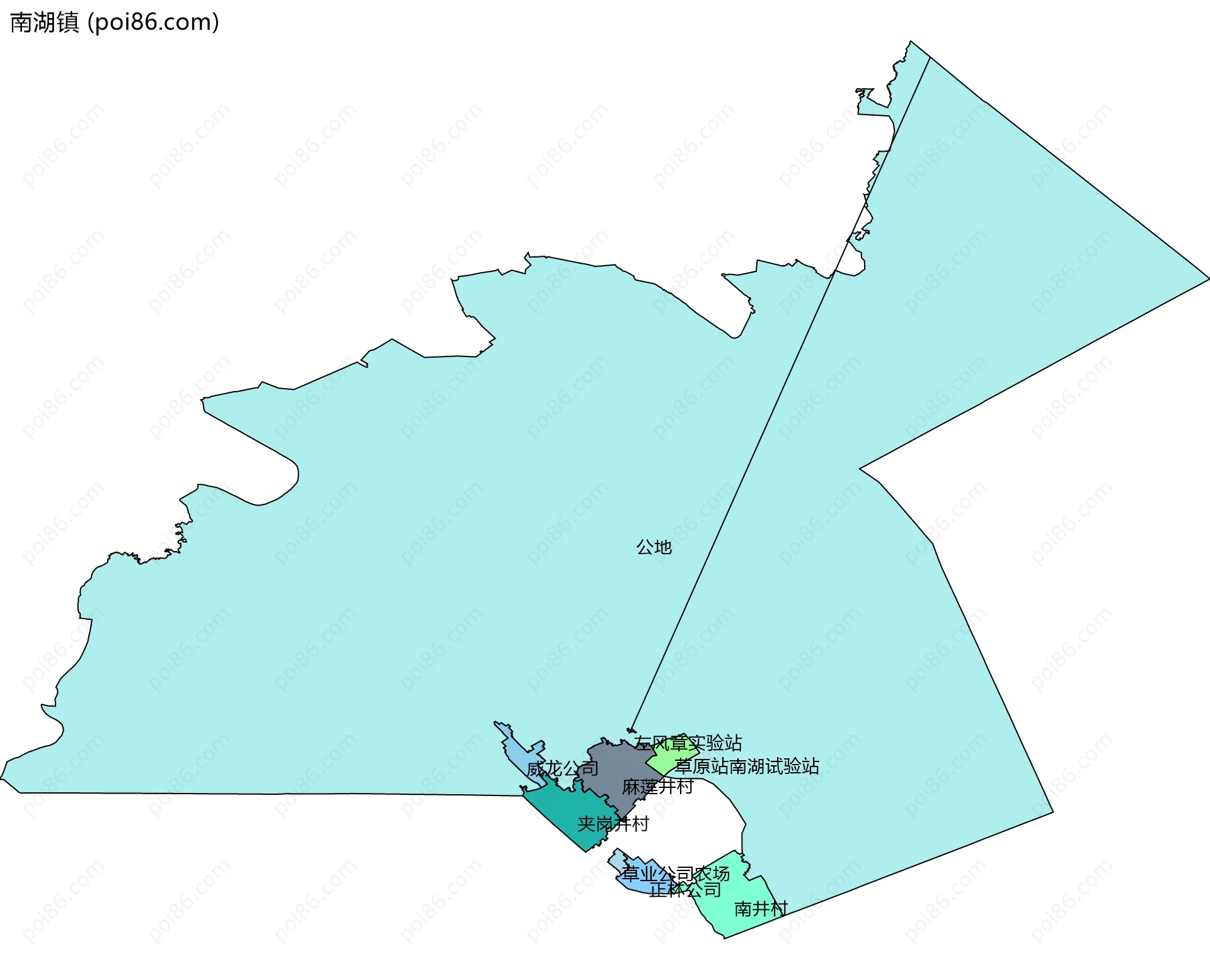 南湖镇边界地图(五级行政区划)