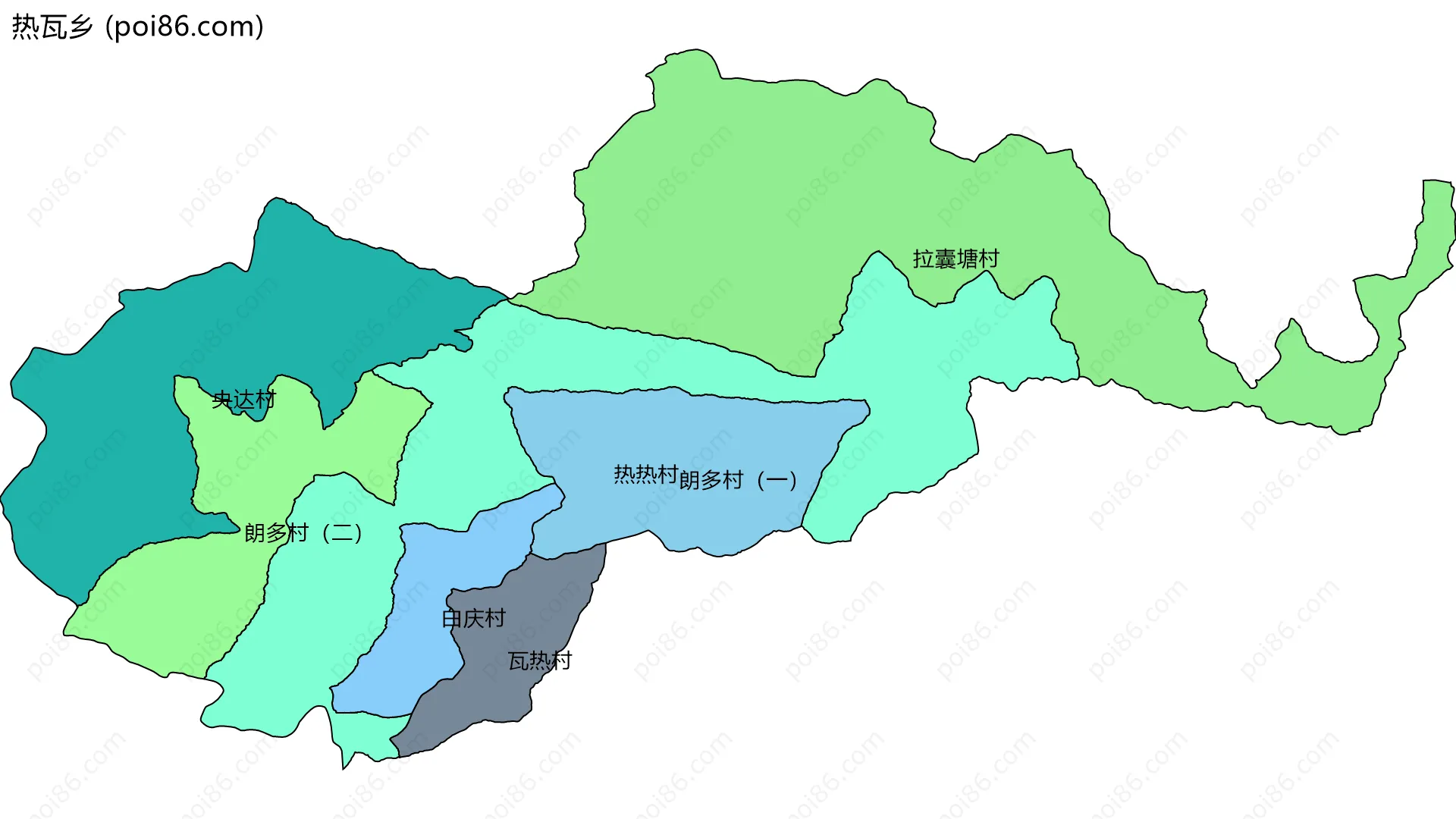 热瓦乡边界地图(五级行政区划)