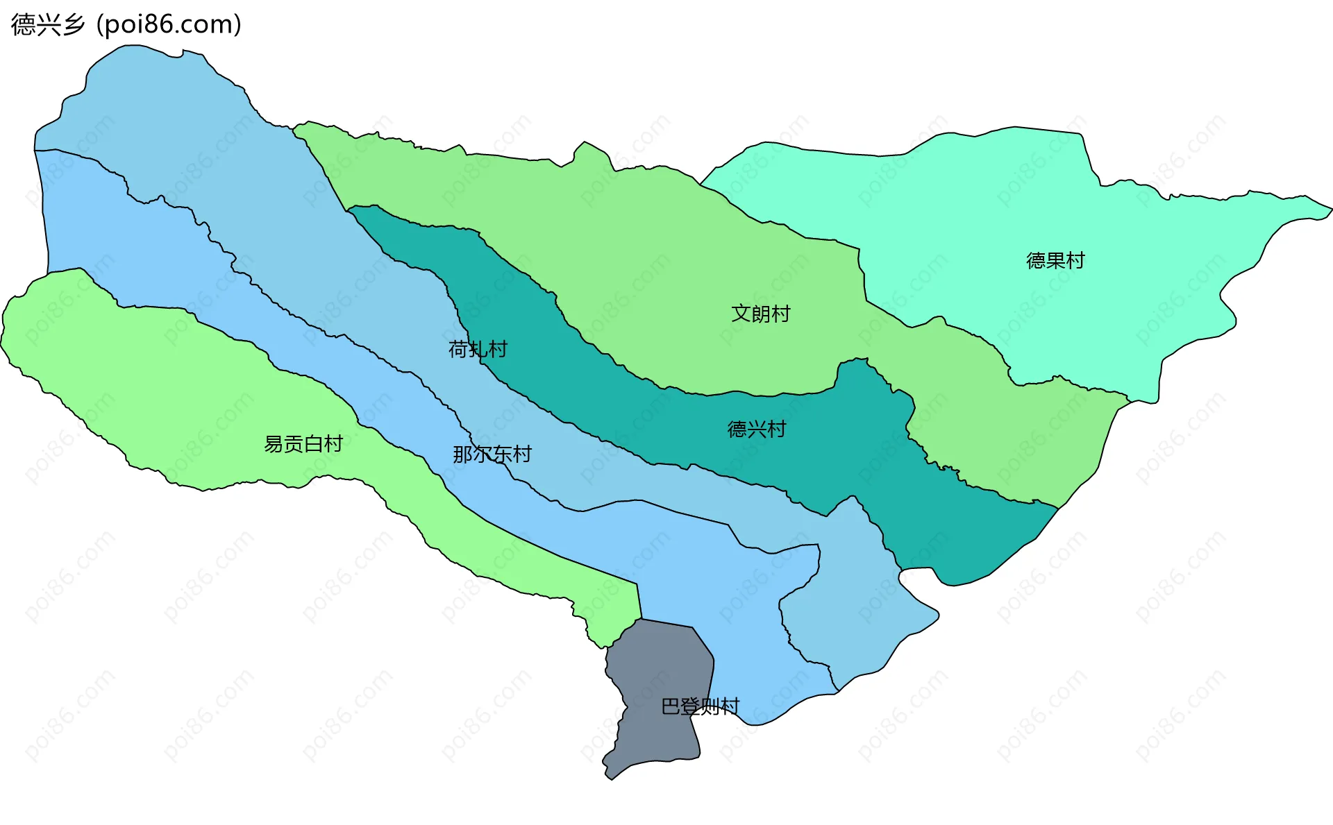 德兴乡边界地图(五级行政区划)