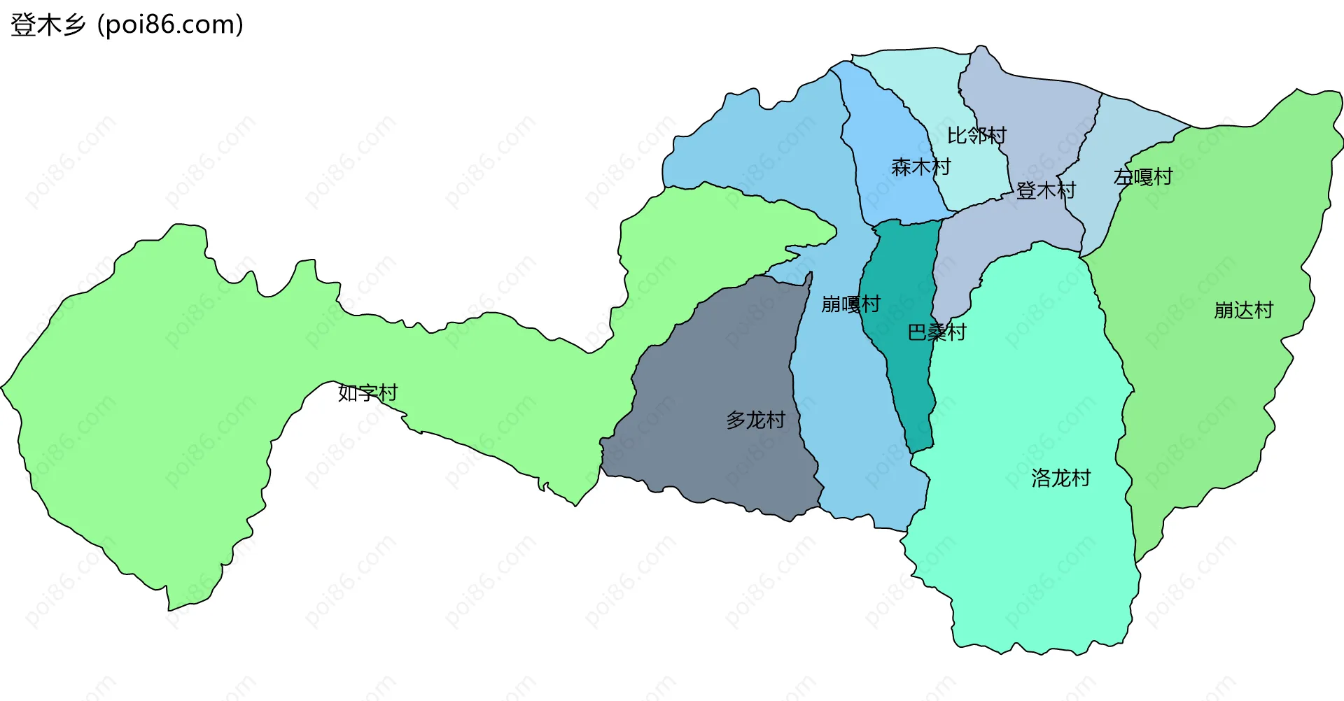 登木乡边界地图(五级行政区划)