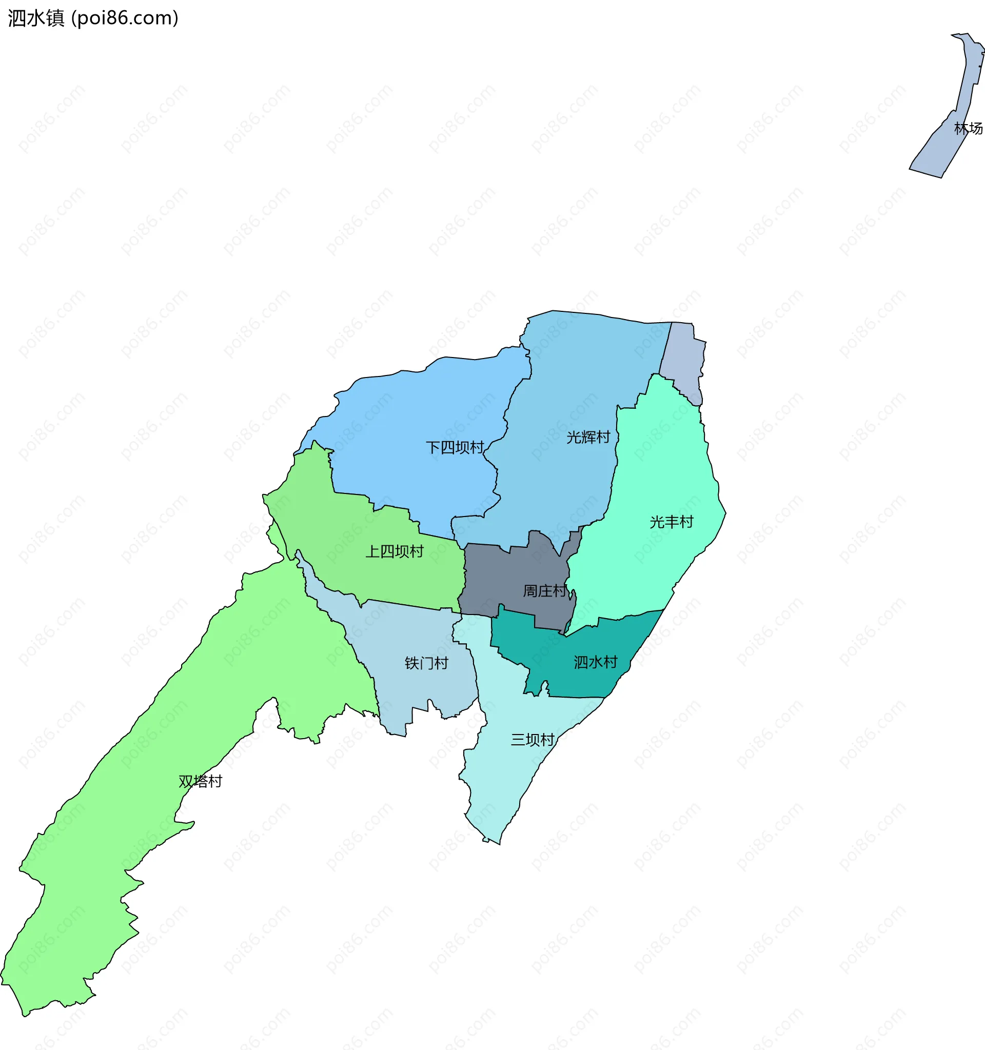 泗水镇边界地图(五级行政区划)